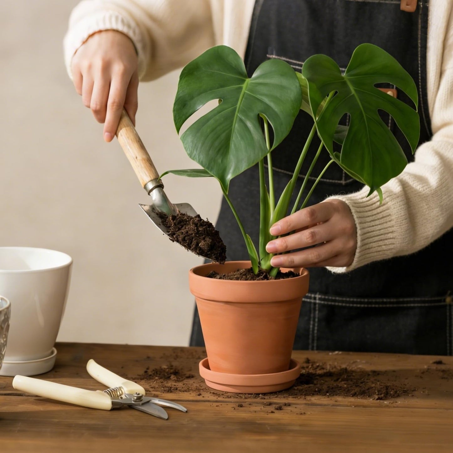 Little pot friend 4 Inch Round Terracotta Pots, 6 Pcs Planters Pots with Drainage Holes and Saucer for Indoor Outdoor Gardening, Flower