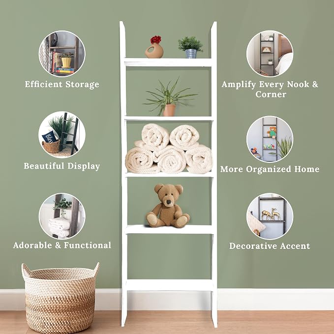 BARNWOODUSA Throw Blanket Ladder – Fully Assembled Reclaimed Wood – Rustic Decorative Ladder for Towels, Quilts, & More – Perfect Farmhouse Decor for Bathroom, Porch, or Living Room,5ft18.