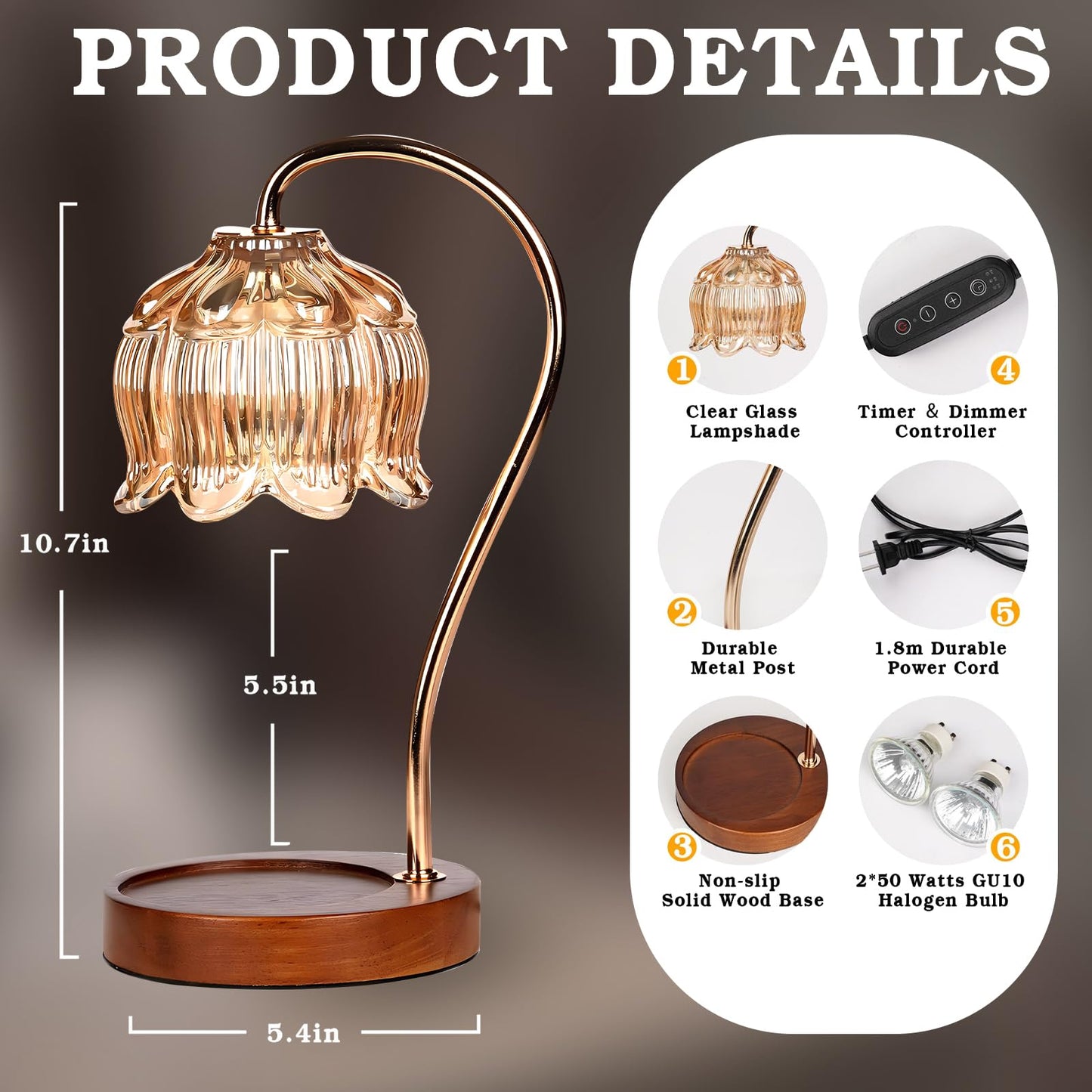 GEEZO Fragrance Candle Warmer Lamp,Electric Candle Warmer with Timer & Dimmer,Mom Christmas Birthday Gifts for Women, House Warming Gifts New Home Bedroom Decor