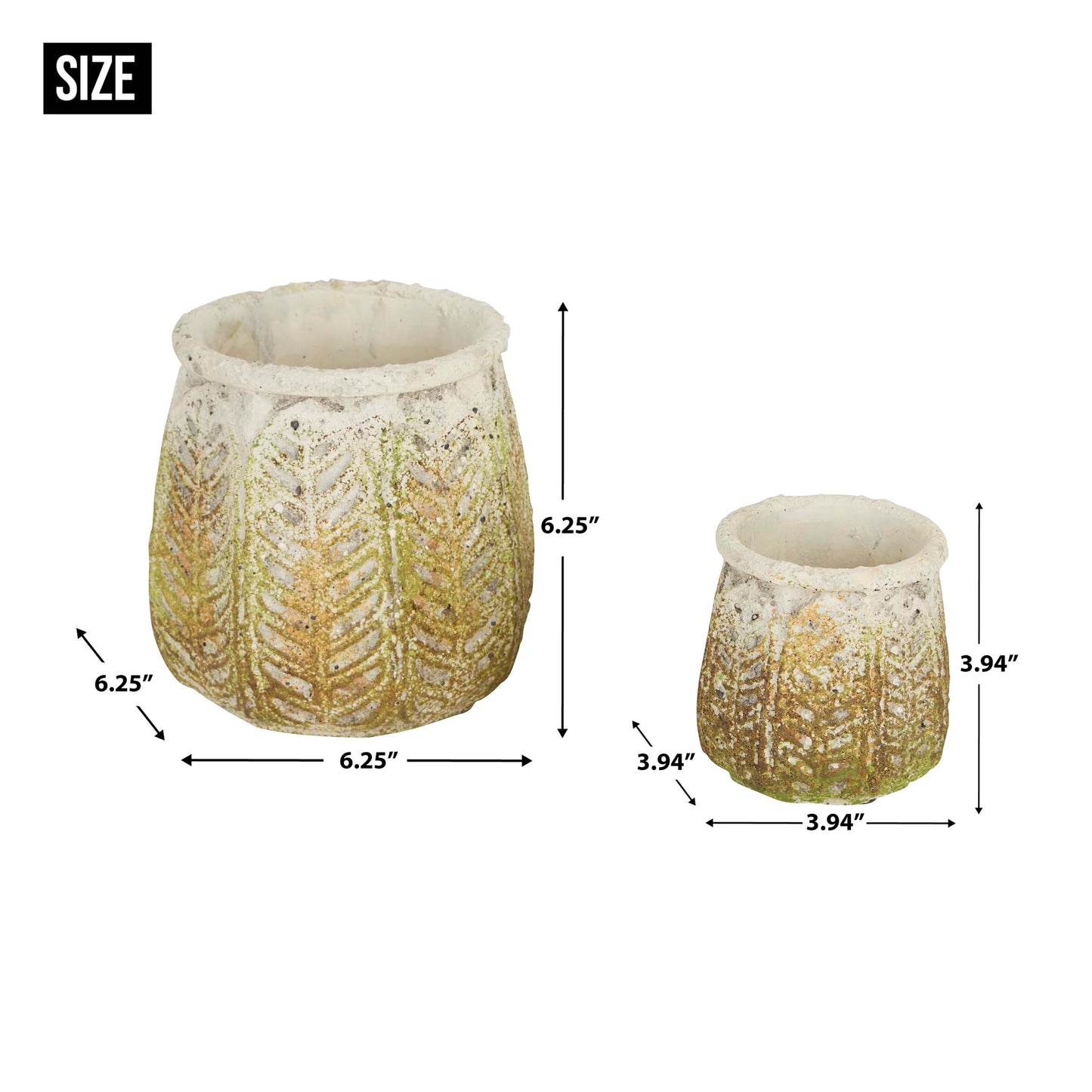 Ancient Leaf Cement Flower Pot (Set of 2)