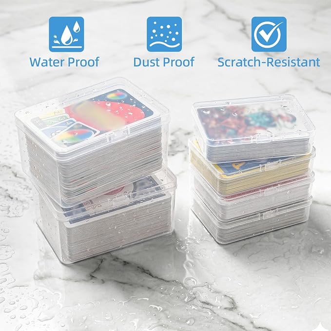 neotidy Playing Card Storage Box Set of 6, Clear Plastic Playing Card Cases Organizer with Snap Lid, Mixed Sizes Card Game Storage for UN* Cards, Standard Decks, Trading Cards, Card Game Holder Case