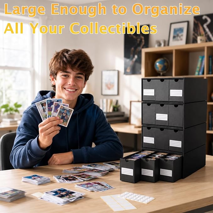 Kitoyz 8000+Trading Card Storage Boxes with 50 Card Storage Box Dividers,Baseball Footall Sport Card Storage Collection Compatible with Game Cards