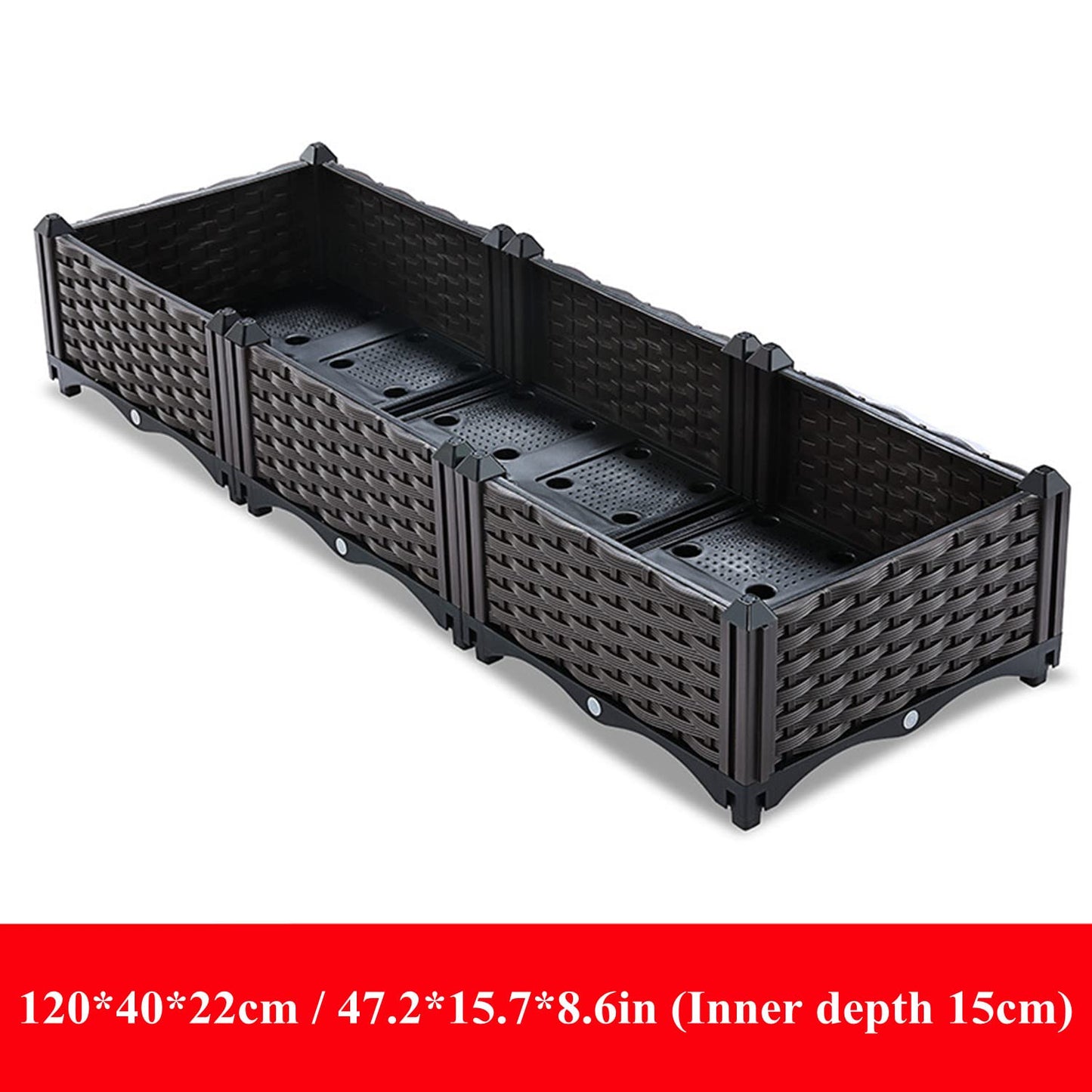 WTTTTW Thicken Raised Garden Bed Large Planters Box w/Drainage Plugs, Elevated Planter Boxes for Outdoor/Indoor, Vegetables, Herbs and Flowers,120x40x22cm