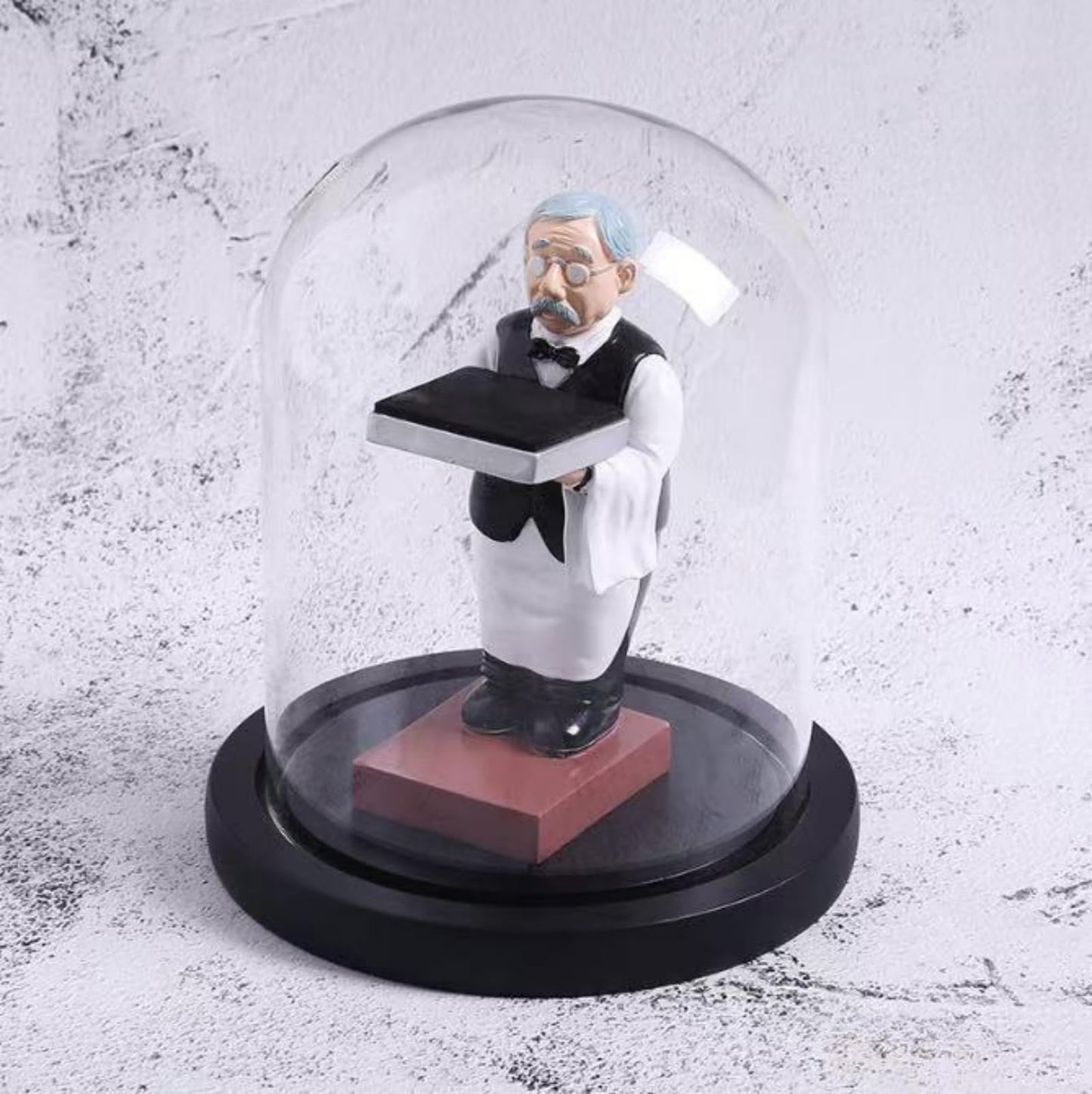 HUOZHI Glass Cloche Bell Jar Display Dome 5.6x7 Inch, Clear High Borosilicate Glass Bell Jar with Black Wooden Base, Dustproof Display Case for Plants Candles Jewelry Home Wedding Decor