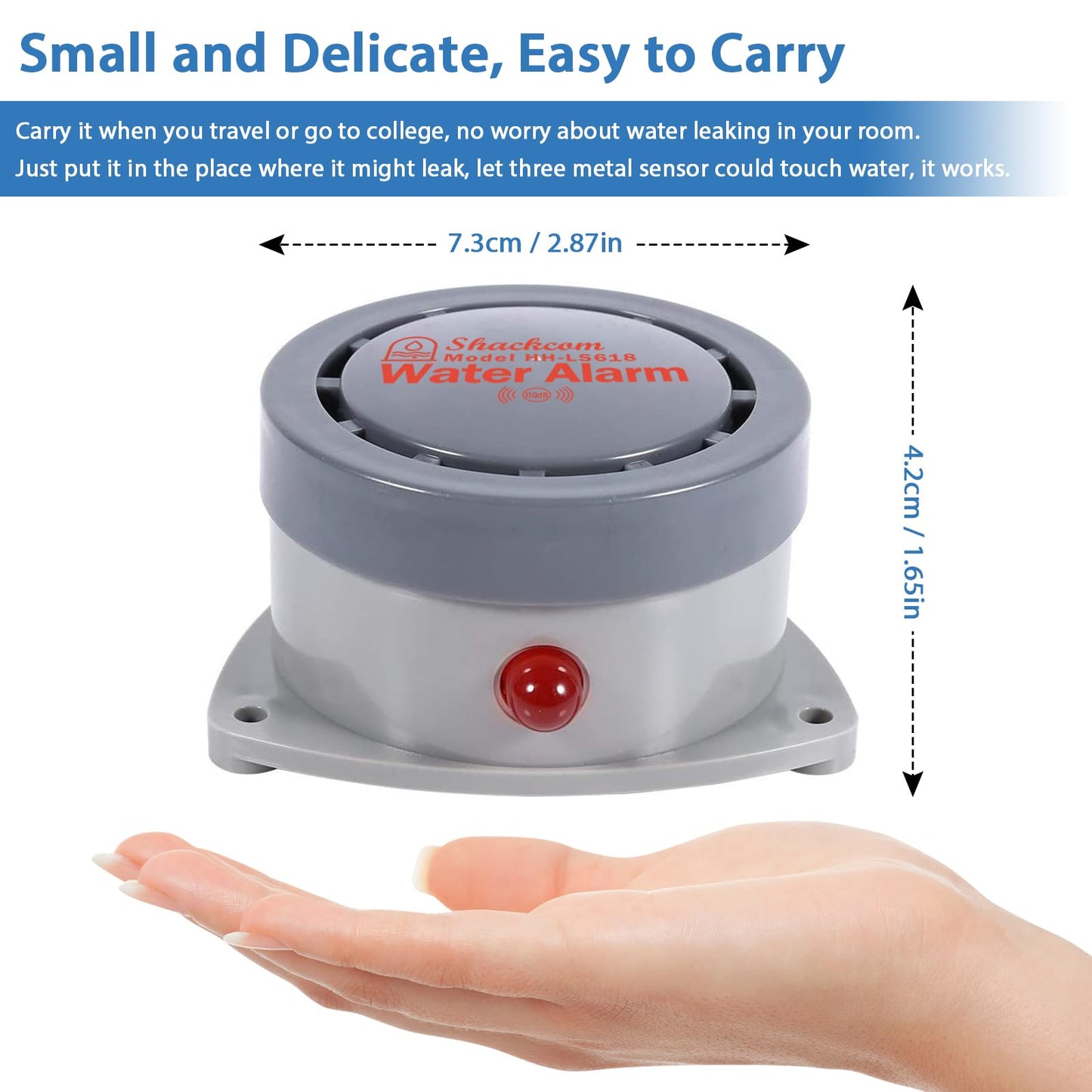 Water Leak Detector 2 Pack, Shackcom Water Alarm 110DB, Wireless, Waterproof & Battery-Operated, Audio and Light Alerts for Bathroom, Kitchen & Home Security ( Battery Not Included )