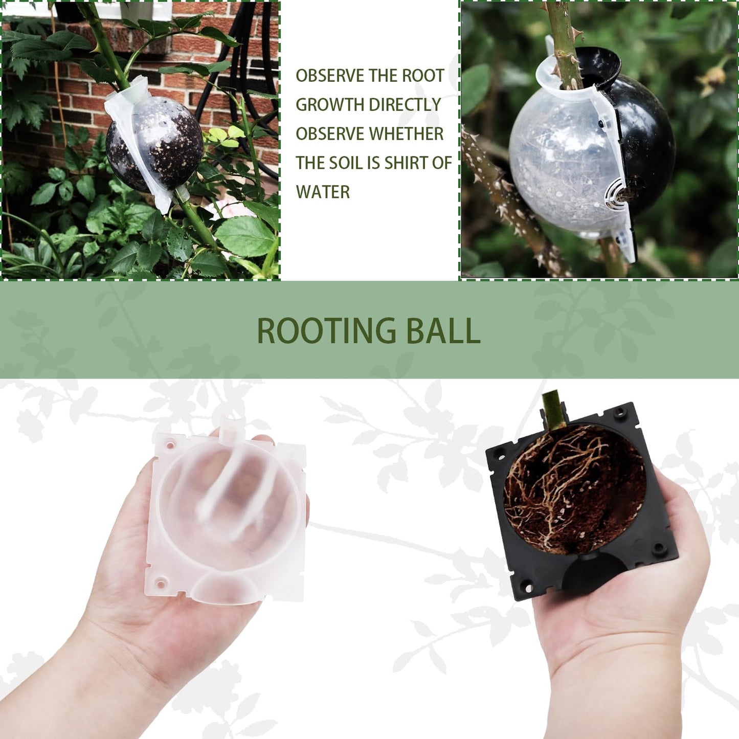 TMCCU 30 Pack 3 Sizes Plant Root Growing Box with 120 pcs Zip Ties, Air Layering Propagation Ball Kit Tree Rooting Grafting Tools for High-Pressure Grafting, Reusable Rooting Device