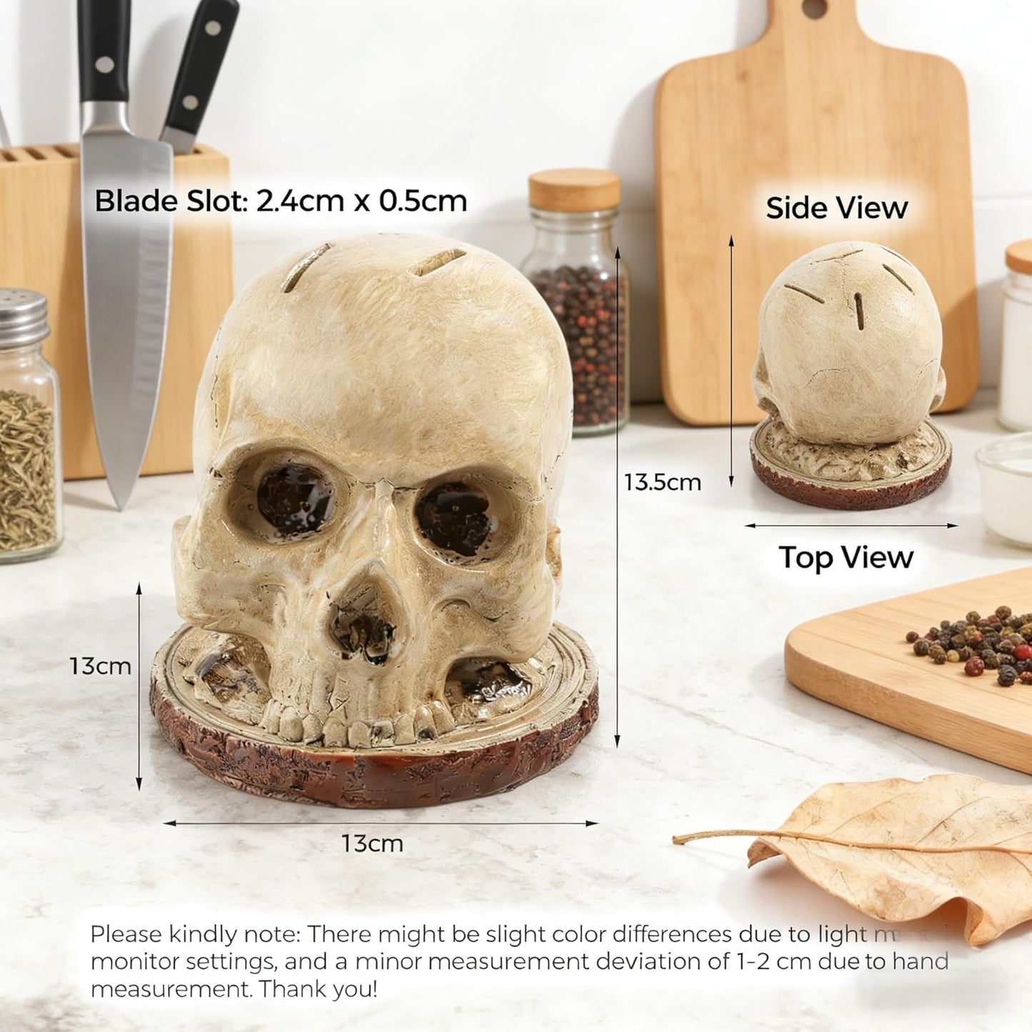 Skull Knife Holder for Storage, Funny Skeleton Knife Holder, Creative Horror Storage Head Rack, Skeleton Knife Stand for a Scary Party.