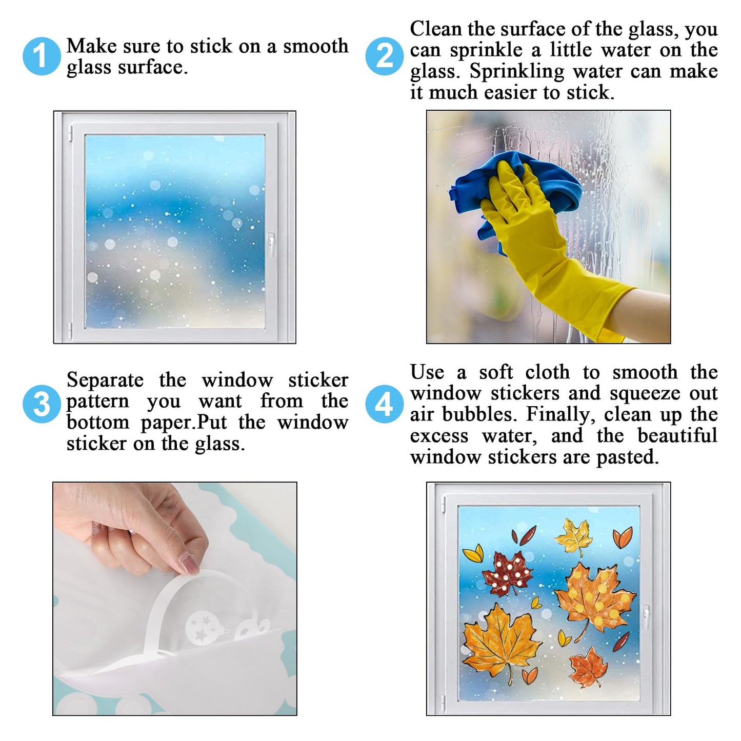 JarThenaAMCS 207Pcs Fall Halloween Christmas Winter Window Clings Maple Leaves Ghost Candy Snowman Double-Sided Glass Decal for Holiday Home School Party Decor,18 Sheets