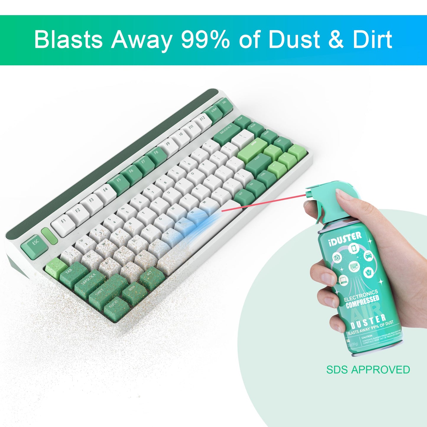 Compressed Canned Air Duster for Computer - iDuster Disposable Electronic Keyboard Cleaner for Cleaning Duster, 2PCS(3.5oz)