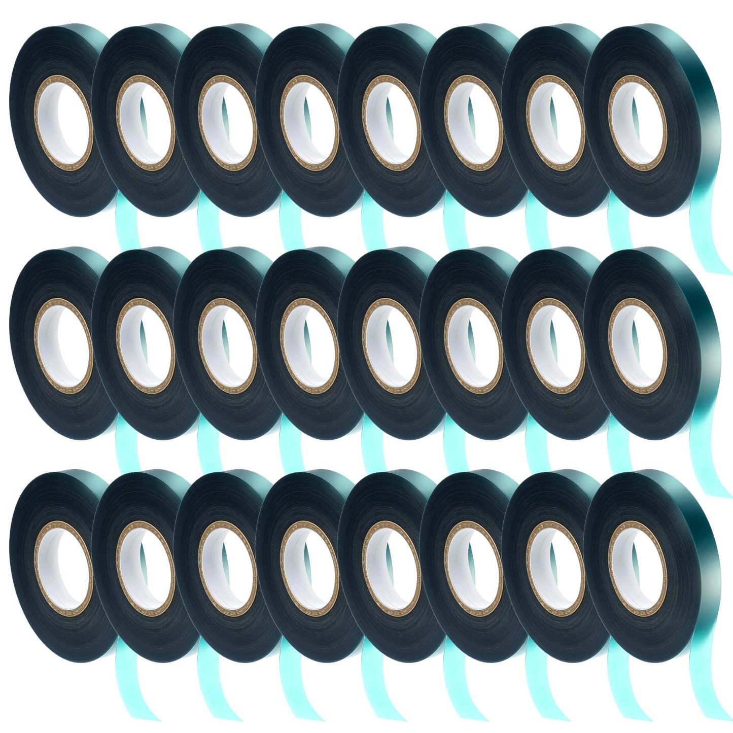 24 Pcs Stretch Tie Tape, 150 Feet x 1/2" Wide Reusable Garden Plant Ties Green Tapes for Plants, Thick Garden Vinyl Stake Ribbon for Branches Flowers Tomatoes Indoor/Outdoor/Greenhouse