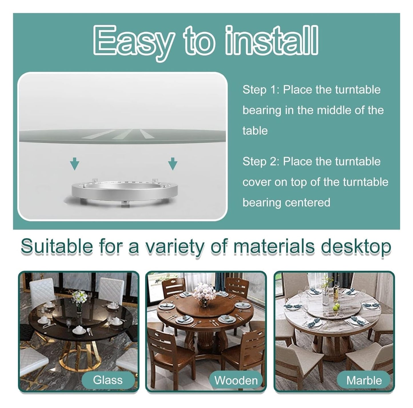 Lazy Susan,Ball Bearings, Turntable Silent Base for Round Table Hardware for Dining TV Computer Monitor Cake Stand(20cm (8inch))