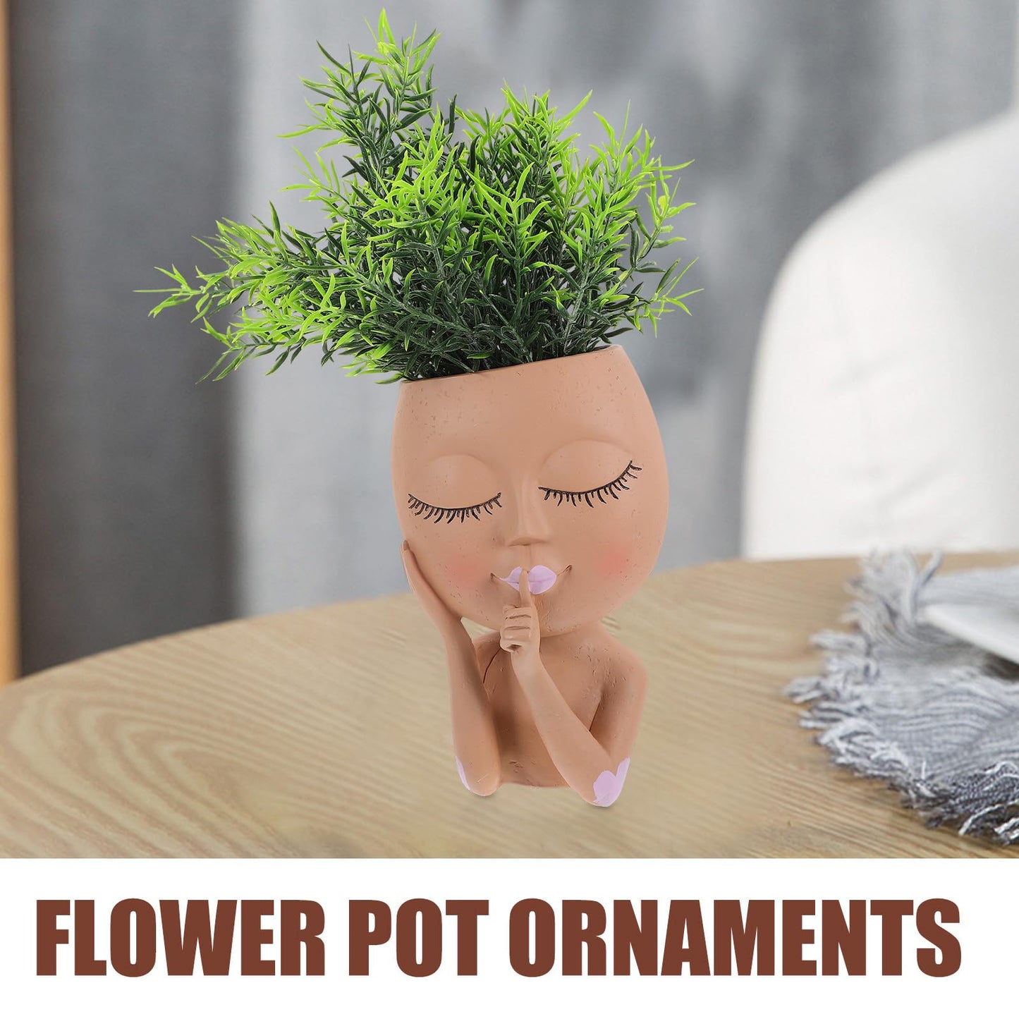 TOYANDONA Resin Face Flower Pot Planter for Indoor Plants, Unique Succulent Plant Container with Fun Design, Decorative Garden Pot for Home and Office Use