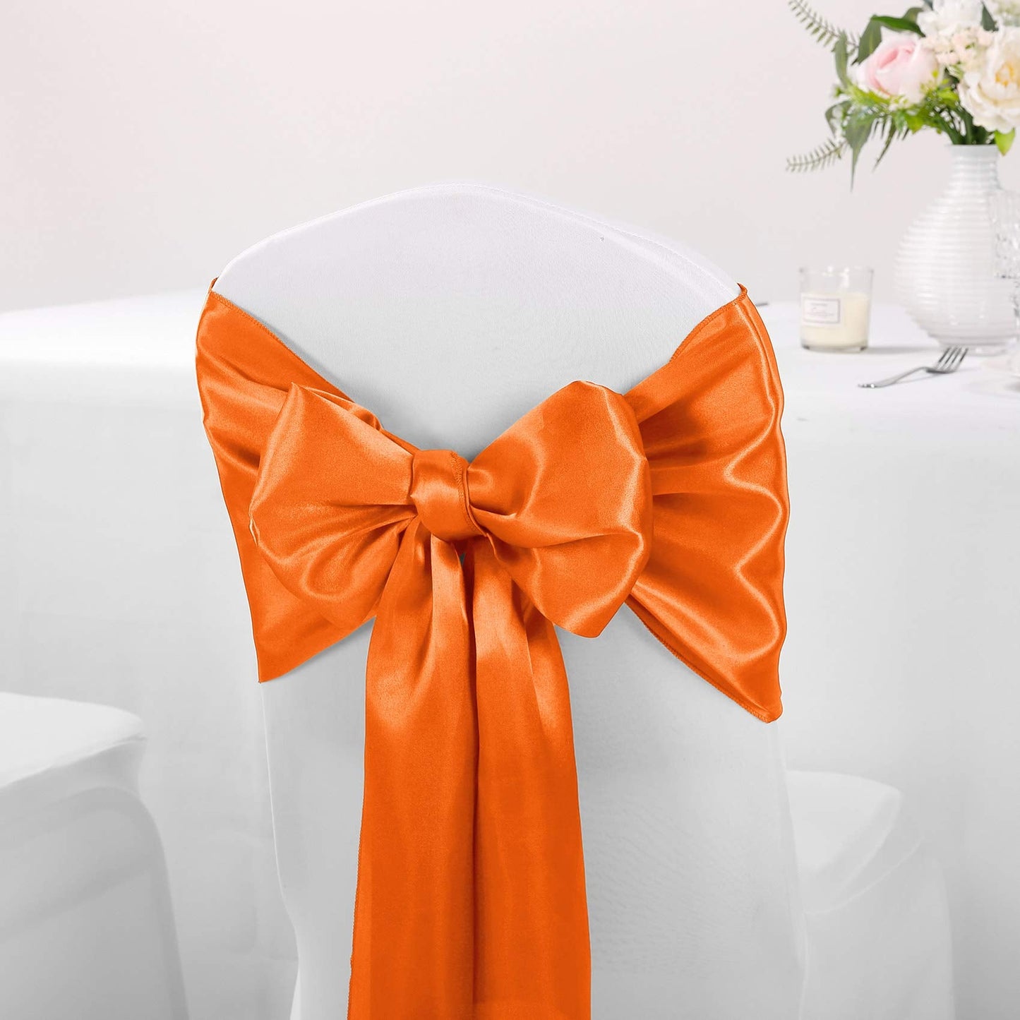 5-Pack Satin Table Runner Orange 12 x 108 inches Long, Table Runners for Wedding, Birthday Parties, Banquets Decorations(5 Pack, 12x108 Inch, Orange)