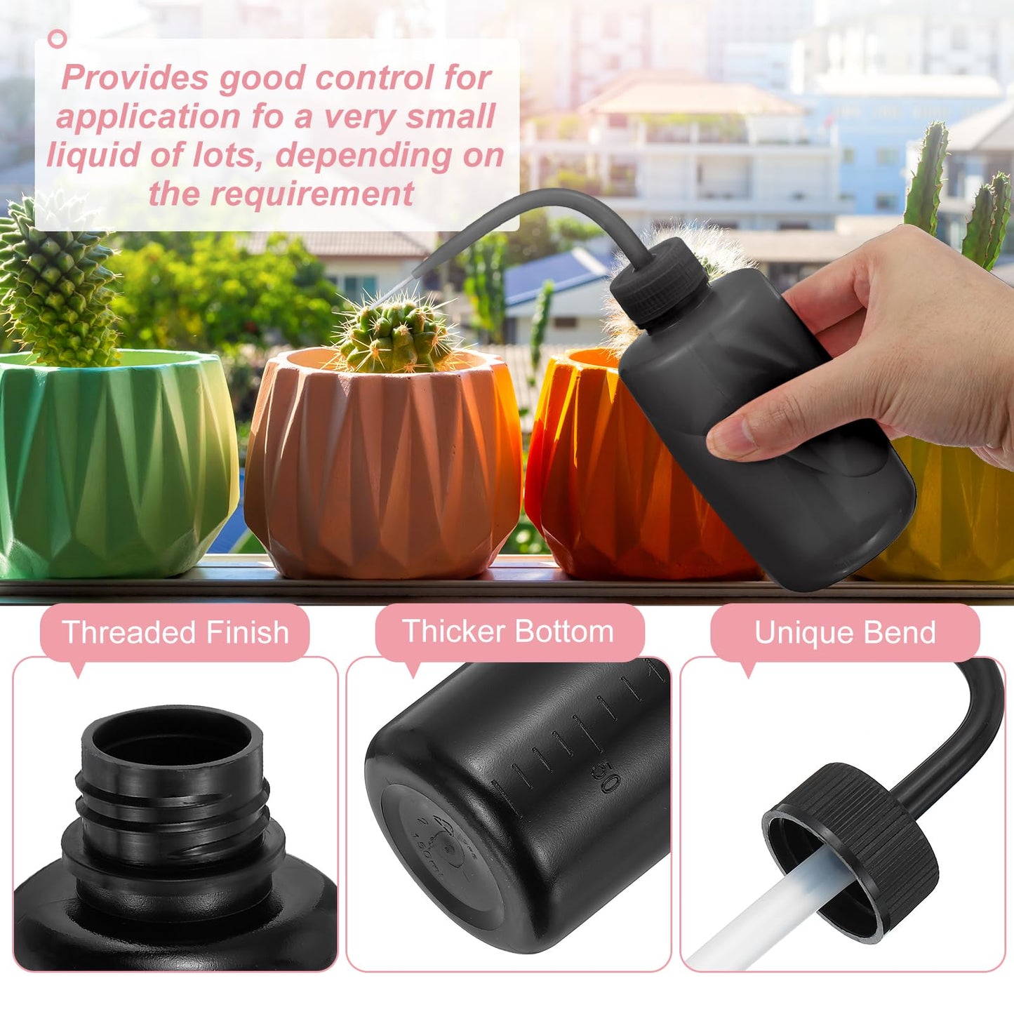 PATIKIL 12 Pcs Wash Bottle, 150ml 5oz Plastic Succulent Watering Bottle Eyelash Tattoo Rinse Washing for Plant Eyelash Extensions Irrigation Lab RV Gap Cleaning, Black
