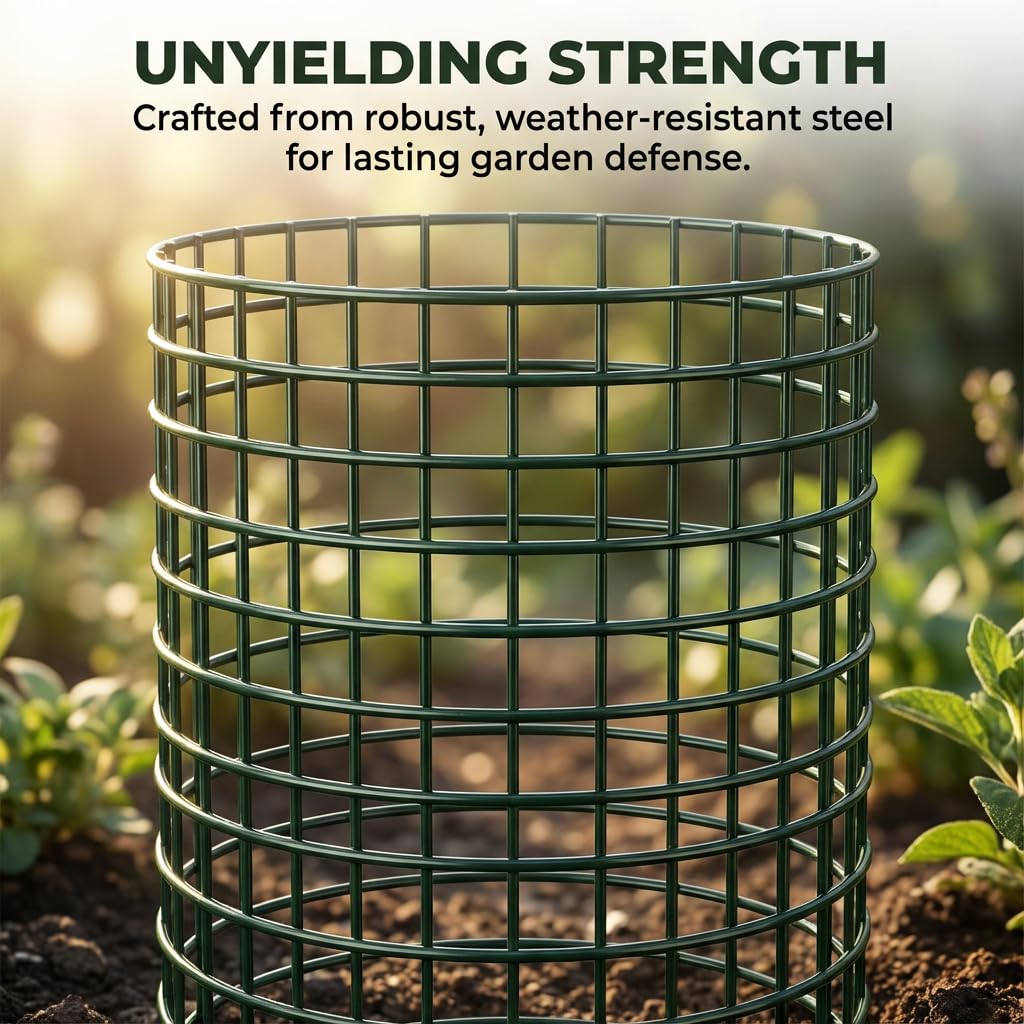 3 Pack Plant Protectors from Animals, 17×14 Inch Chicken Wire Mesh Cloche Cages, Sturdy Garden Animal Barrier for Vegetables & Flowers, Includes Stakes, Zip Ties, Pliers & Gloves