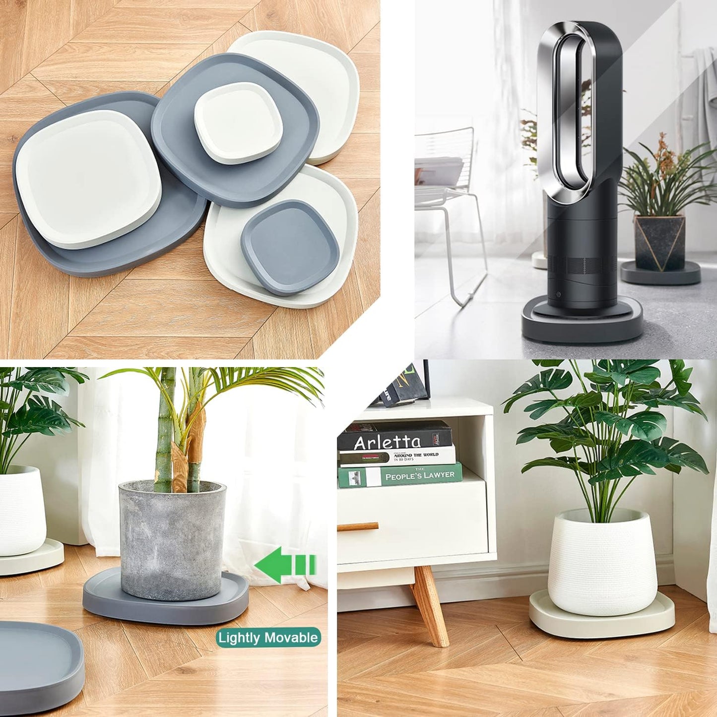 smayno 14.7 inches Plant Caddy with Wheels, Heavy Duty Rolling Plant Stand, 360° Silent Hidden Wheels, Indoor Outdoor Plant Dolly for Large Plant Pots & Flower Pots (Grey, 14.7inch)