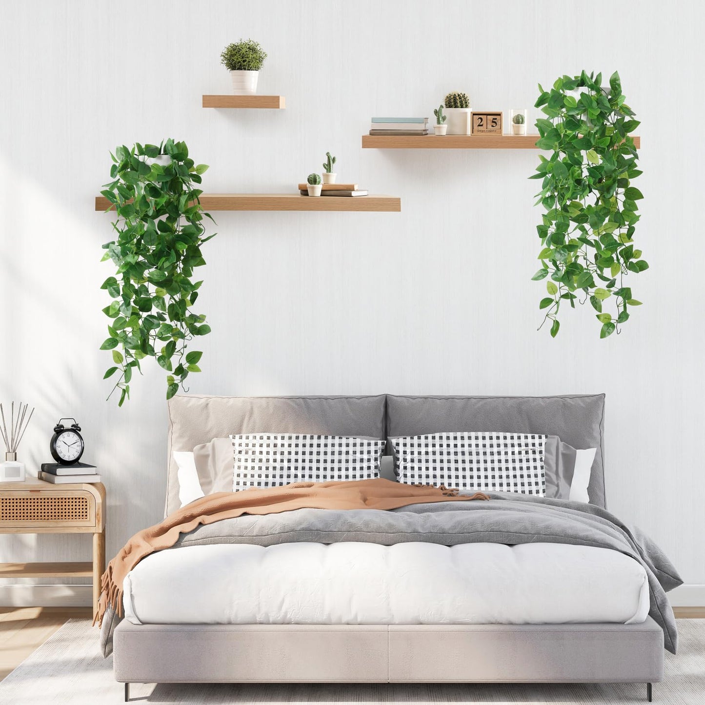 KTGOW Artificial Hanging Plants with Boho Macrame Plant Hanger - Fake Ivy Vines in Pot for Wall, Bedroom Home Faux Greenery for Indoor Outdoor Decor (1 Pack)