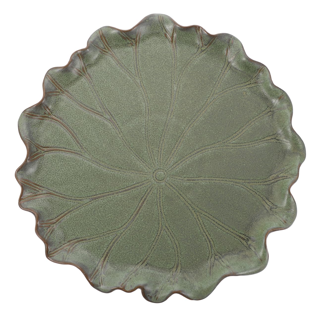 Yardwe Lotus Leaf Ceramic Plant Saucer Tray 9.44 Inch Bonsai Pot Base for Indoor Outdoor Succulent Planters Balcony Garden Protection