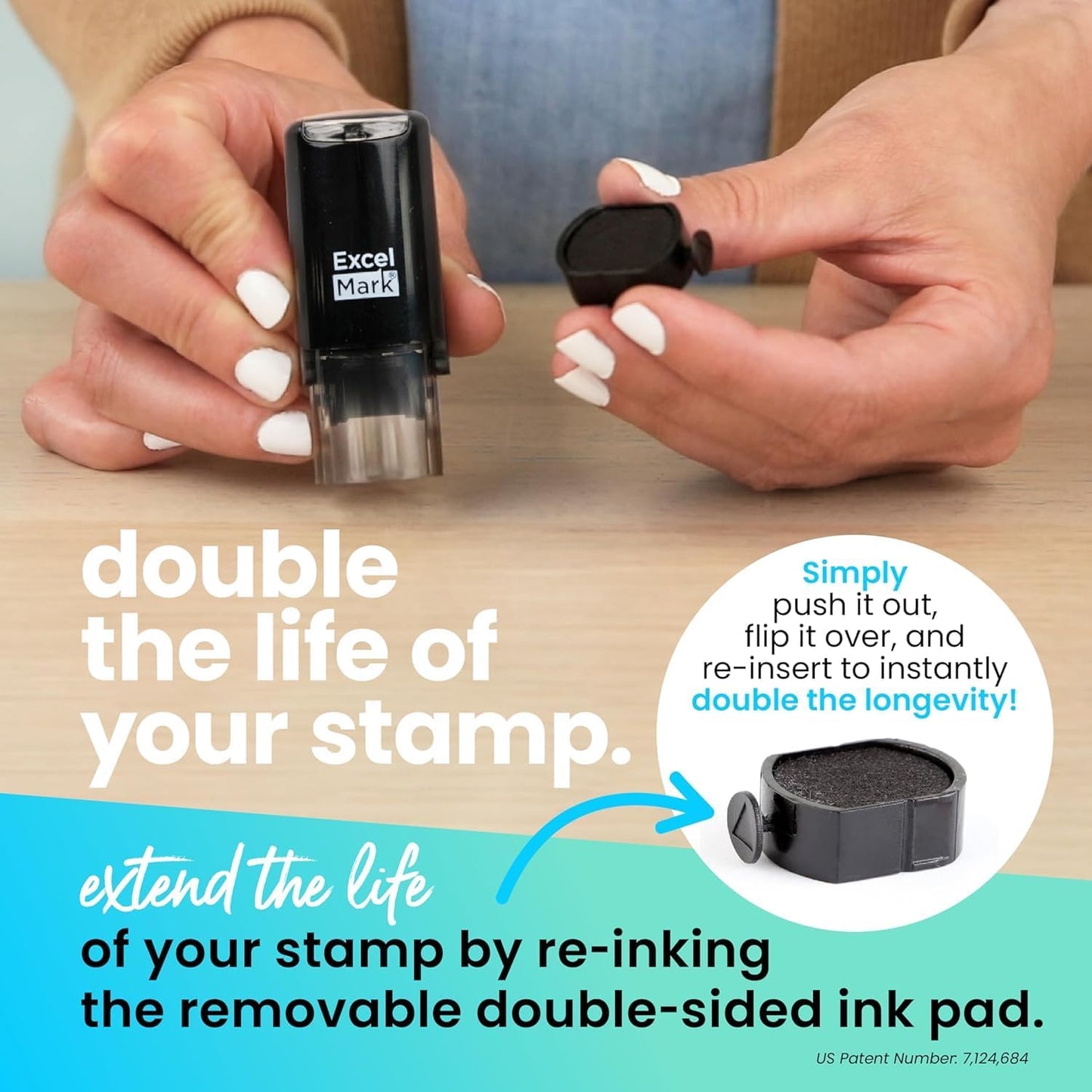 ExcelMark Apple - Self-Inking Round Teacher Stamp - Red Ink