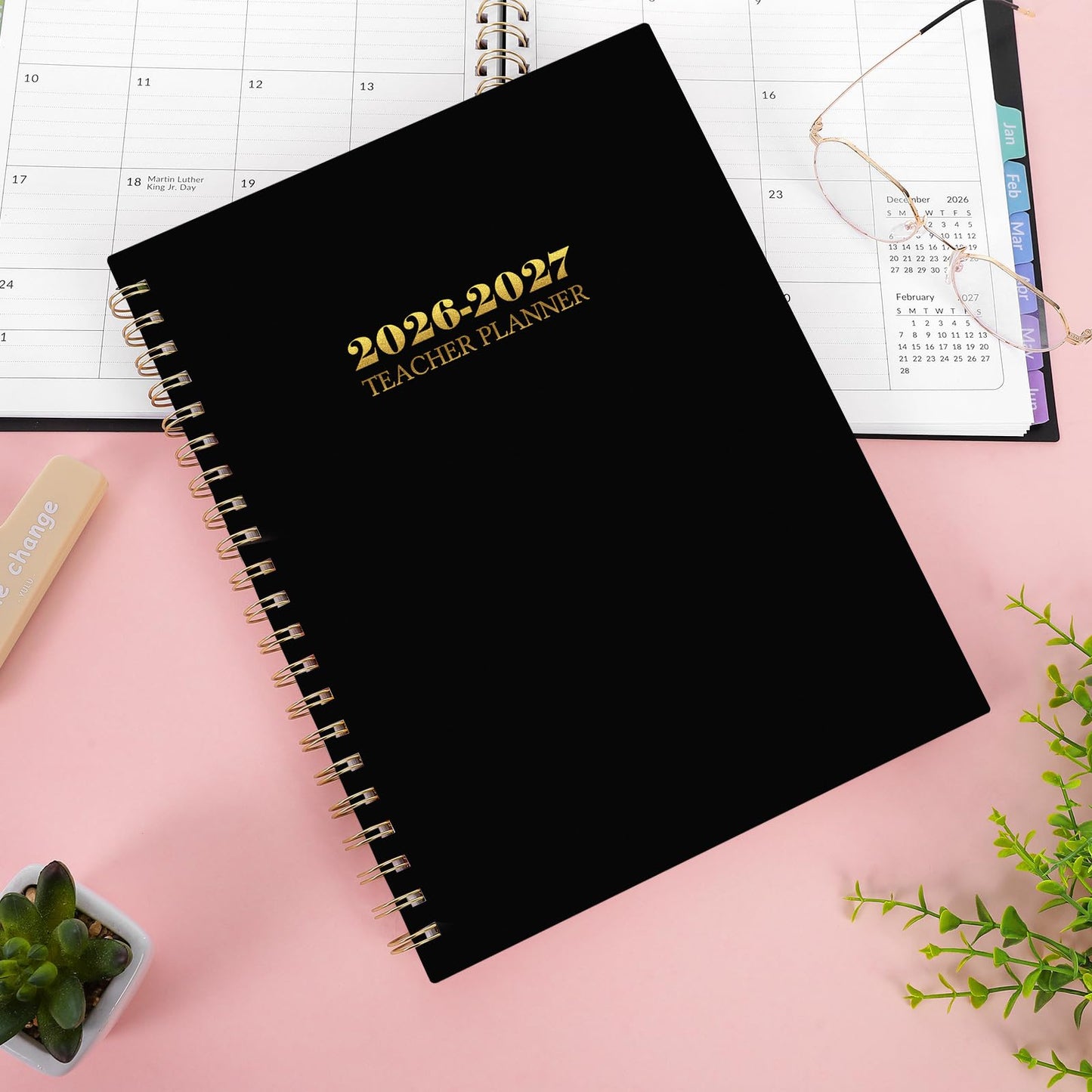 SKYDUE Teacher Planner 2026-2027 Academic Year, 8.5" x 11" Lesson Plan Book, July 2026-June 2027, 162 Pages, Monthly Tabs, Stickers, Weekly Lesson Planning, Student Tracking & Classroom Organization, Black