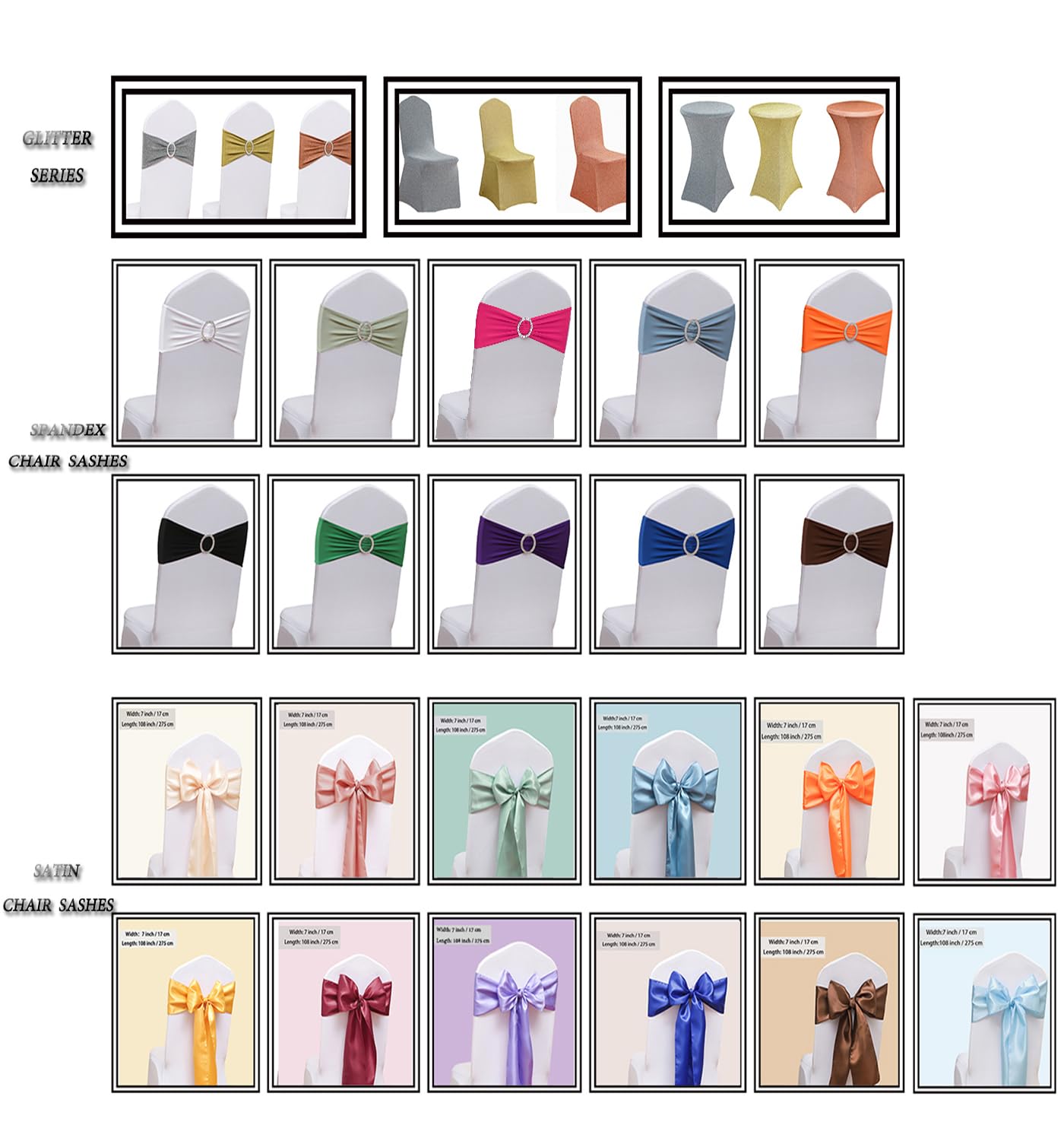 JFDYDM Brown Chair Sashes 50 Pack, Spandex Brown Chair Bows Bands with Buckle Slider for Folding Chairs Wedding Party Birthday Decor, Chair Ties