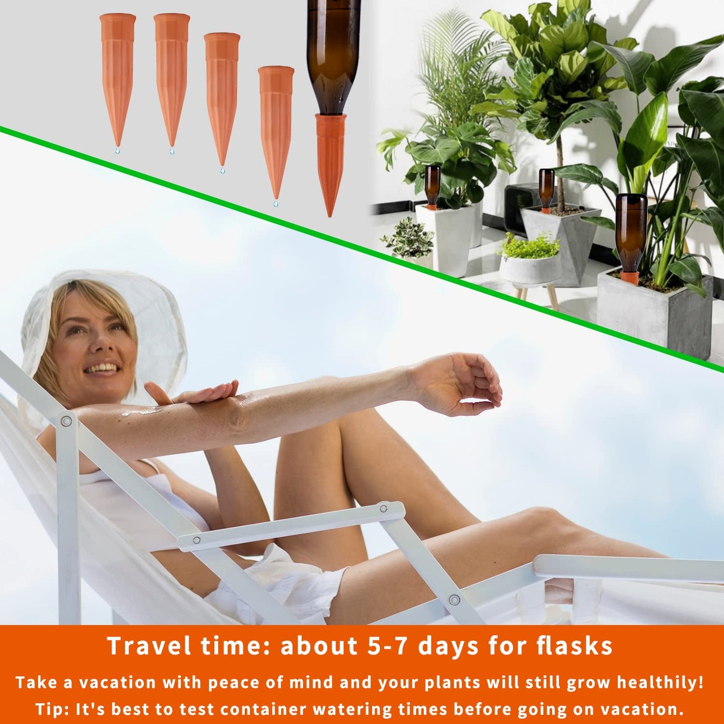 TKSCUSR Self Watering Spikes -4 Pack Terracotta Plant Watering Stakes Devices Vacation Self-Watering Stakes for Indoor/Outdoor Plants
