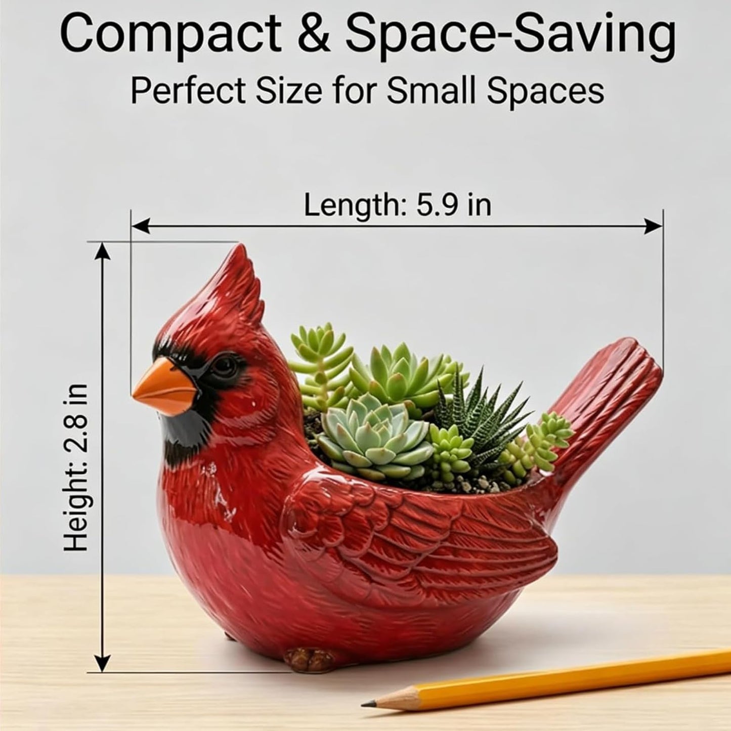 Cardinal Bird Succulent Planter, Upgraded Resin Red Birds Plant Pot with Drainage Hole, Cardinal Flower Pot Resin Decorative Bird Planter, Cute Animal Plant Pot for Indoor Outdoor Plants (Mix*1)