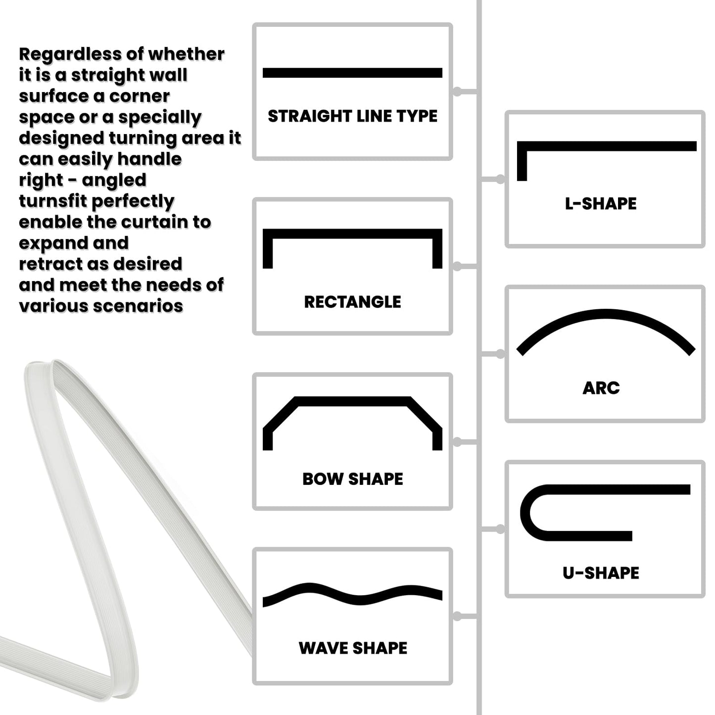Jilron Room Divider Curtain Ceiling Curtain Track Set for Blackout and Privacy (Gray Curtain + White Track) 106" W x 84" L -1 Piece