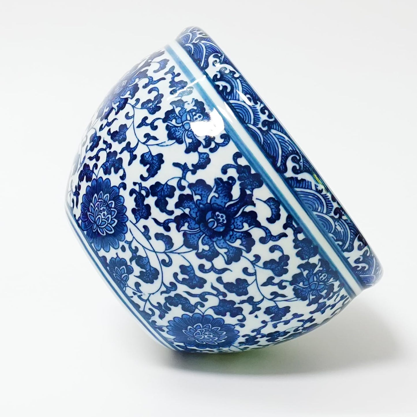 ZENSOAR Blue and White Chinoiserie Planter, Blue and White Flower Pot for Indoor Plants, Oriental Pots for Plants, Oriental Porcelain Chinoiserie Pot, Ceramic Asian Planter