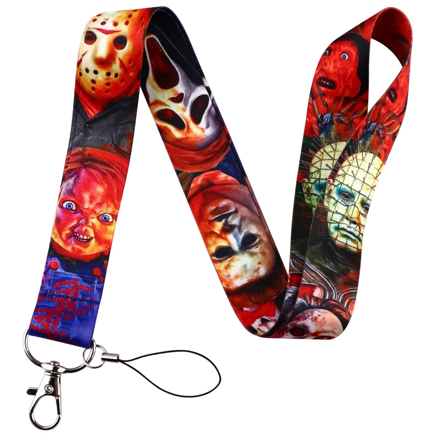 Pinstant Freddy Nightmare Elm Street Jason Friday 13th Halloween Michael Myers Saw Jigsaw Chucky Horror Show Movie Film 17.7" Neck Lanyard Keychain Holder ID Badge Mobile Phone Pin Strap