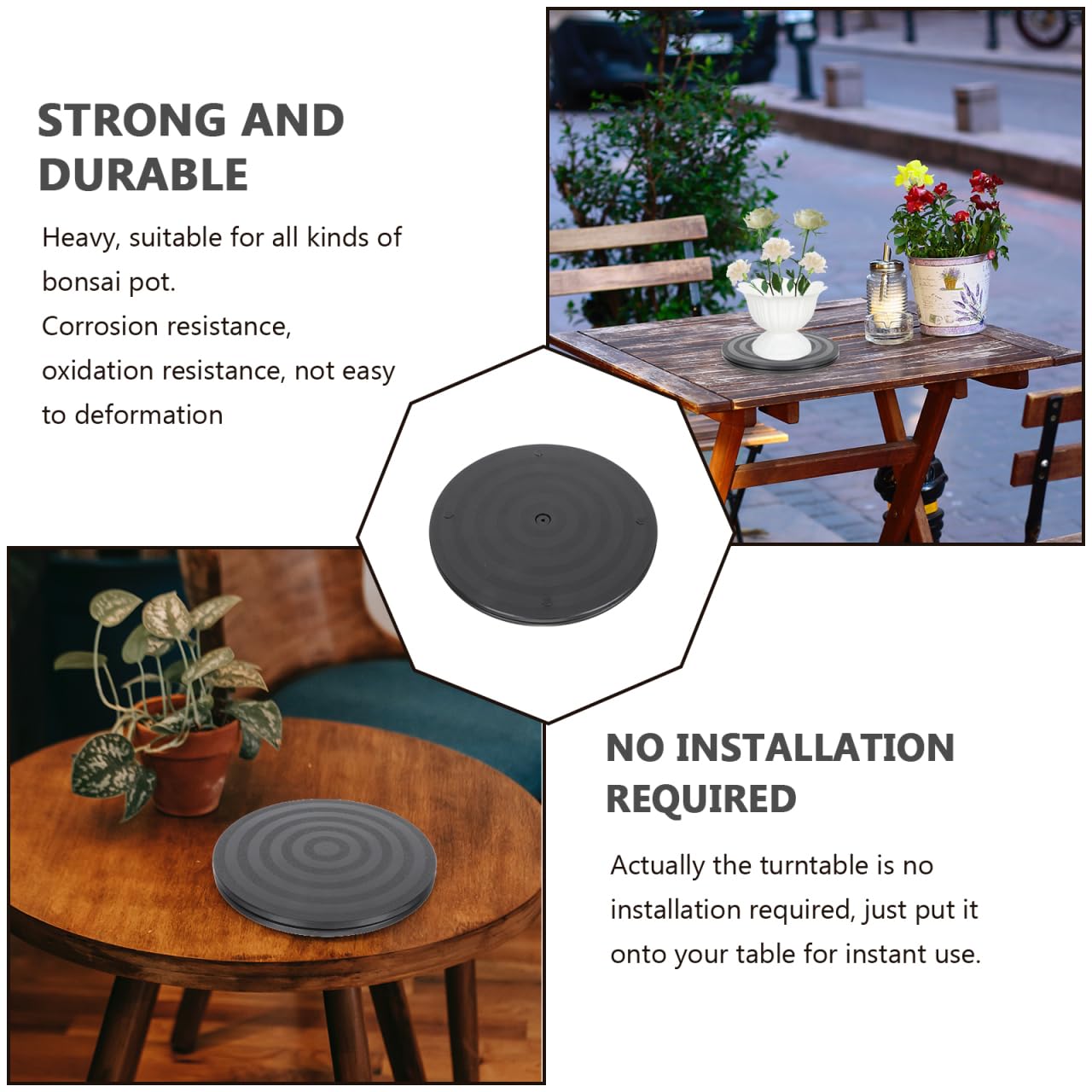 FELTECHELECTR Floral Turntable Rotating Lazy Susan Household Turntable Bracket for Flower Arrangement Smooth Swivel Plate No Installation 7.87 Inch
