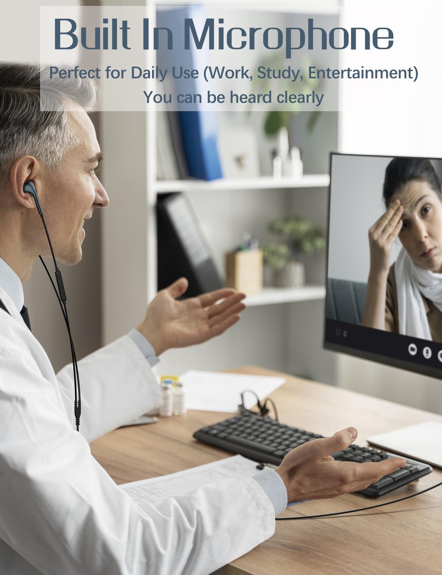 SOLMIMI USB Earbuds with Microphone for PC Laptop, 2M/6.5ft USB-A Headset Headphone with Microphone for PC Computer Laptop PS4 PS5 Notebook Desktop Office Home with Volume Control& Mute