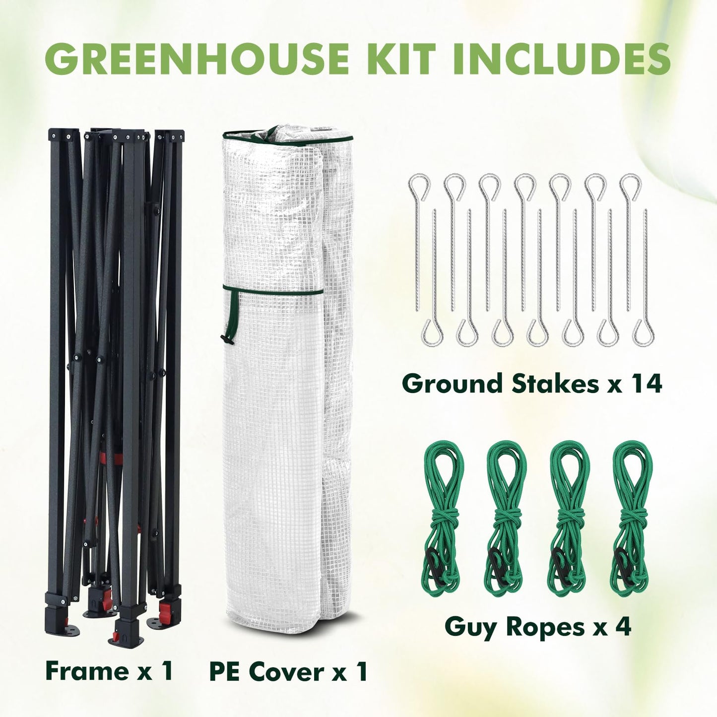 EAGLE PEAK 6x6 Portable Pop Up Greenhouse, Patented Center Lock Easy One Person Setup, Walk-in Outdoor Greenhouse with Gable Roof, Weight Bags, Zippered Doors & Windows, White