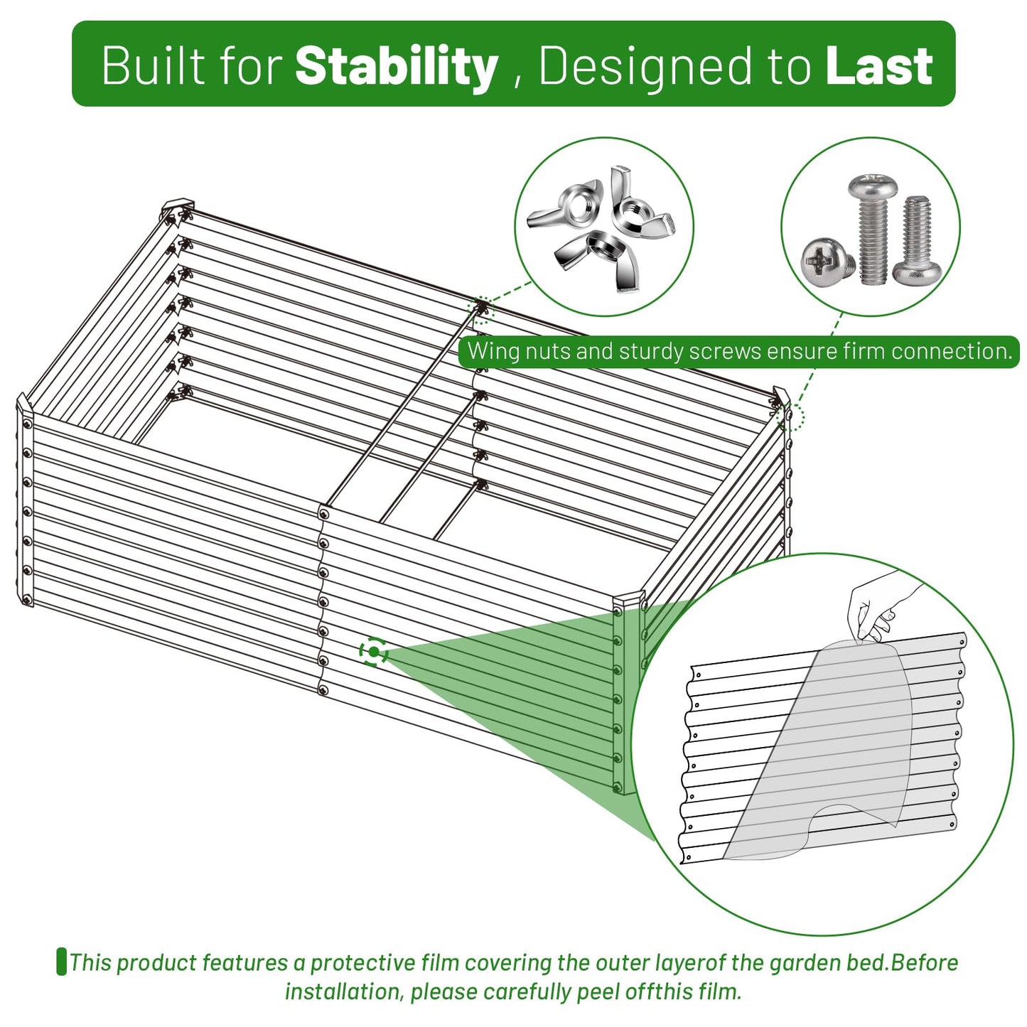 SnugNiture Galvanized Raised Garden Bed 6x3x2FT Outdoor Large Metal Planter Box Steel Kit for Planting Vegetables, Flowers