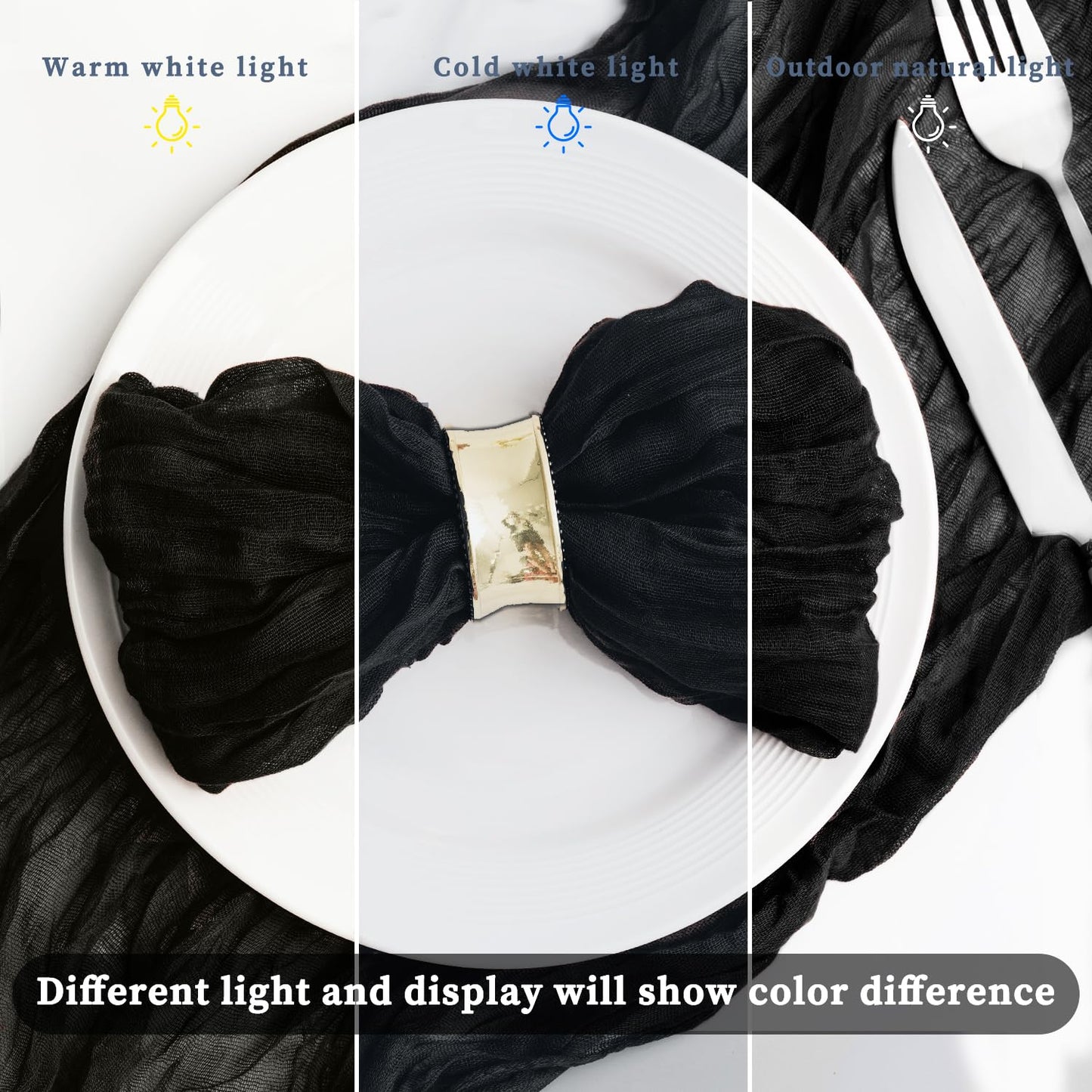 60 Pack Black Cheesecloth Napkins Washable 21x21 Inches Black Cloth Napkins Set of 60 Dinner Table Napkins for Wedding Rustic Boho Cotton Gauze Summer Bridal Baby Shower Party Table Decor