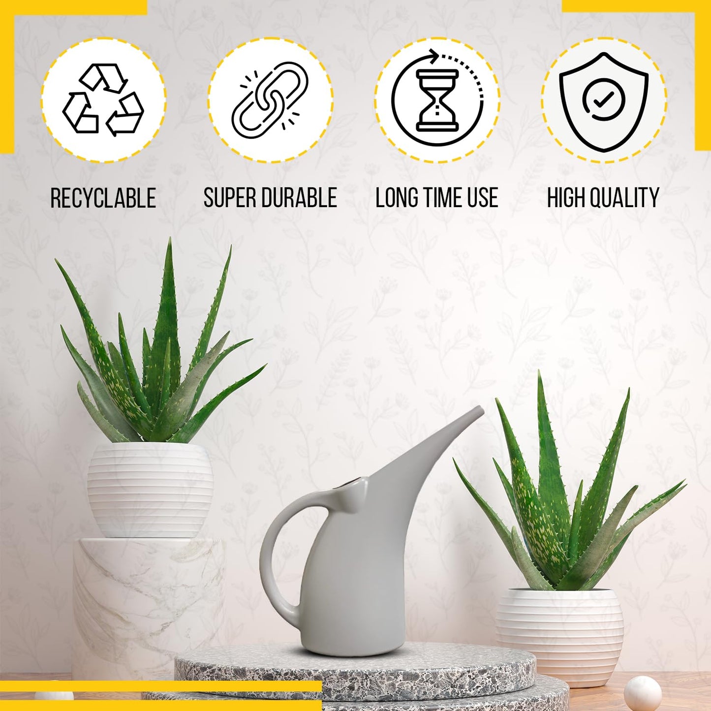 KP KOOL PRODUCTS Watering Can 1/2 Gallon - Small Watering Can for Indoor Plants - Outdoor Watering Can - Gray Plant Waterer - Plastic Watering Can for Garden - 1 Pack