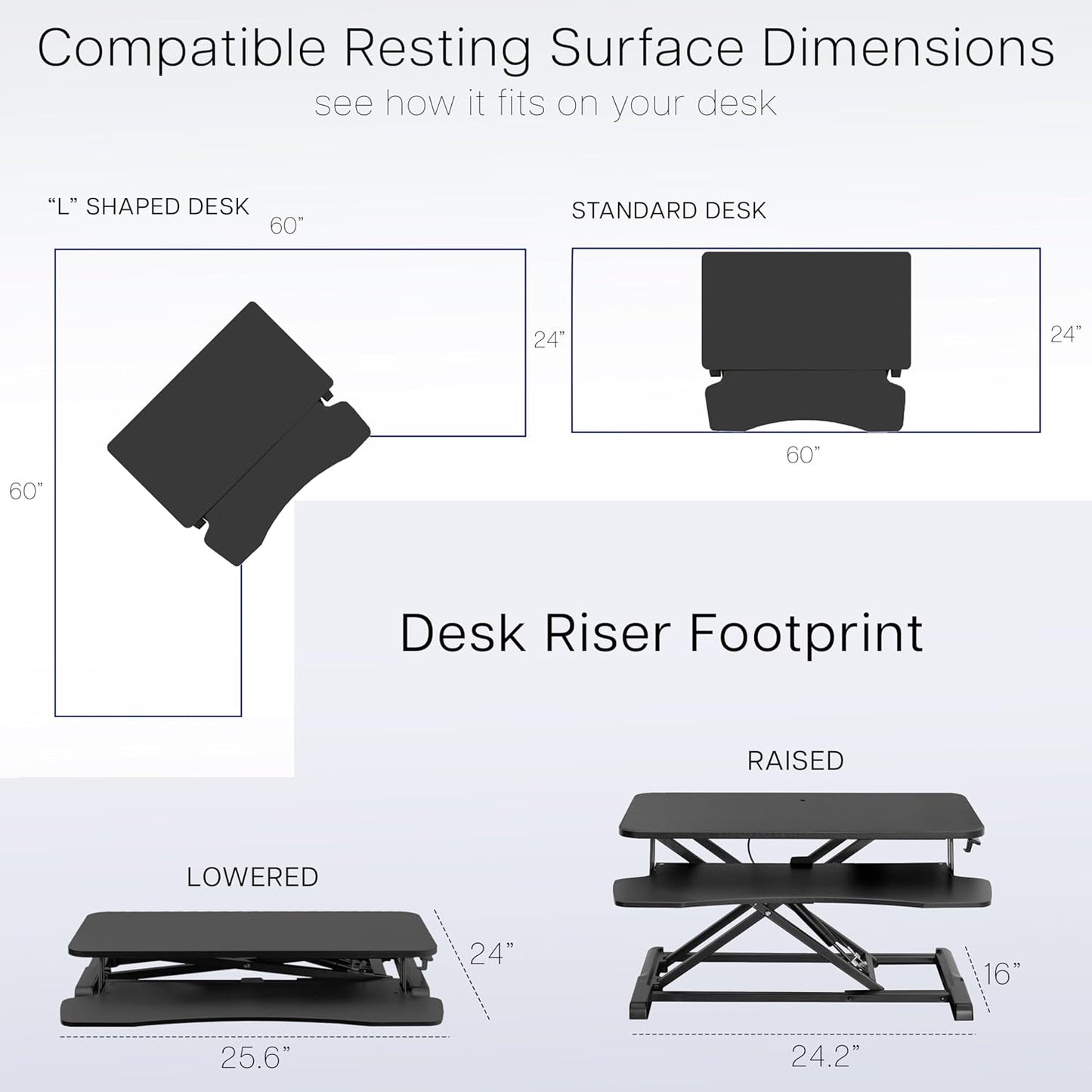VIVO 26 inch Desk Converter, K Series, Height Adjustable Sit to Stand Riser, Dual Monitor and Laptop Workstation with Keyboard Tray, Rustic Vintage Brown Top, Black Frame, DESK-V026KN