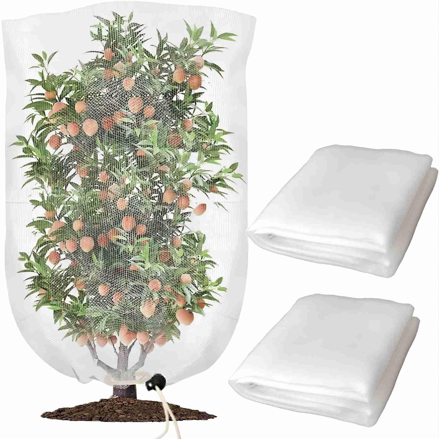 2 Pack Bird Netting for Fruit Trees with Zipper & Drawstring – 3.3x4.6FT Garden Plant Covers, Reusable Protection for Blueberry Bushes, Tomato Plants, Cherry Trees – Blocks Birds, Cicadas & Pests
