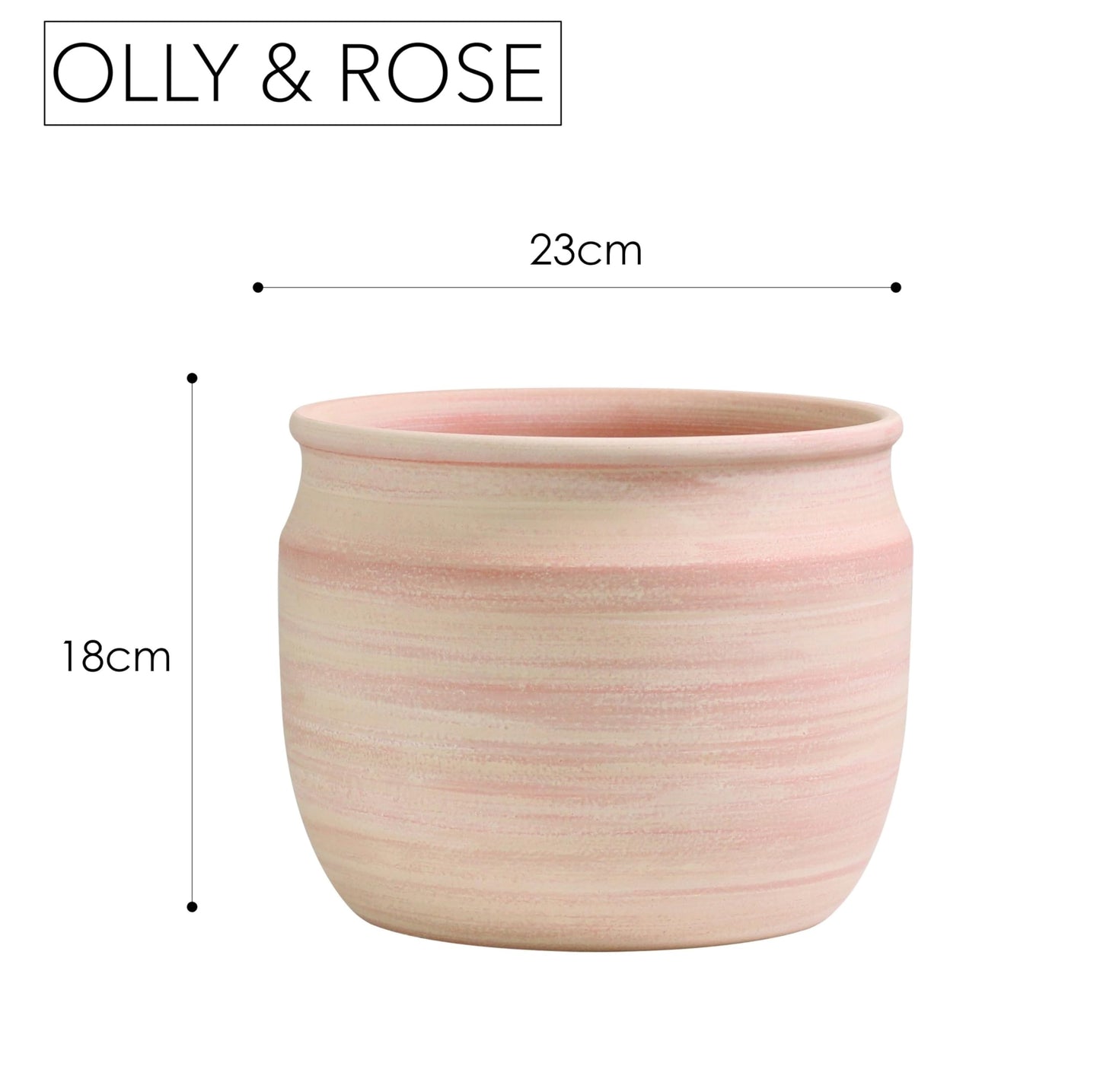 Olly & Rose Large Terracotta Plant Pot Brushed - Ceramic Plant Pot 9 Inch Outdoor and Indoor Flower Planter for Home and Garden