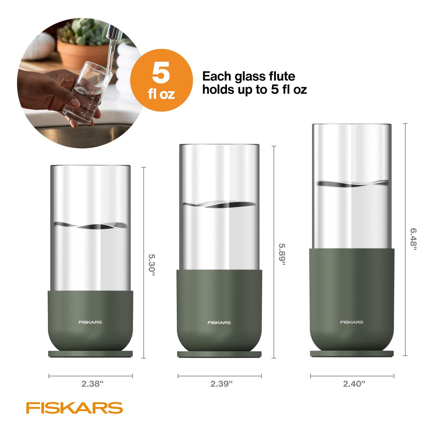 Fiskars Plant Propagation Set, Glass Vases with Metal Stands for Rooting Cuttings, Hydroponic System for Growing Plants in Water & Decorative Display for Indoor Garden Decor, 3 Pack, Clear