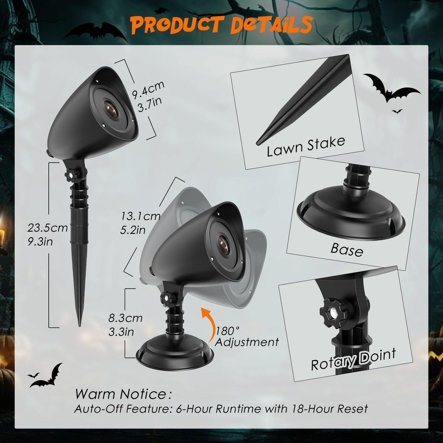 Halloween Decorations Outdoor Halloween Projector, 3D Dynamic LED Red Skull Halloween Decoration, Halloween Window Hologram Lights Projector