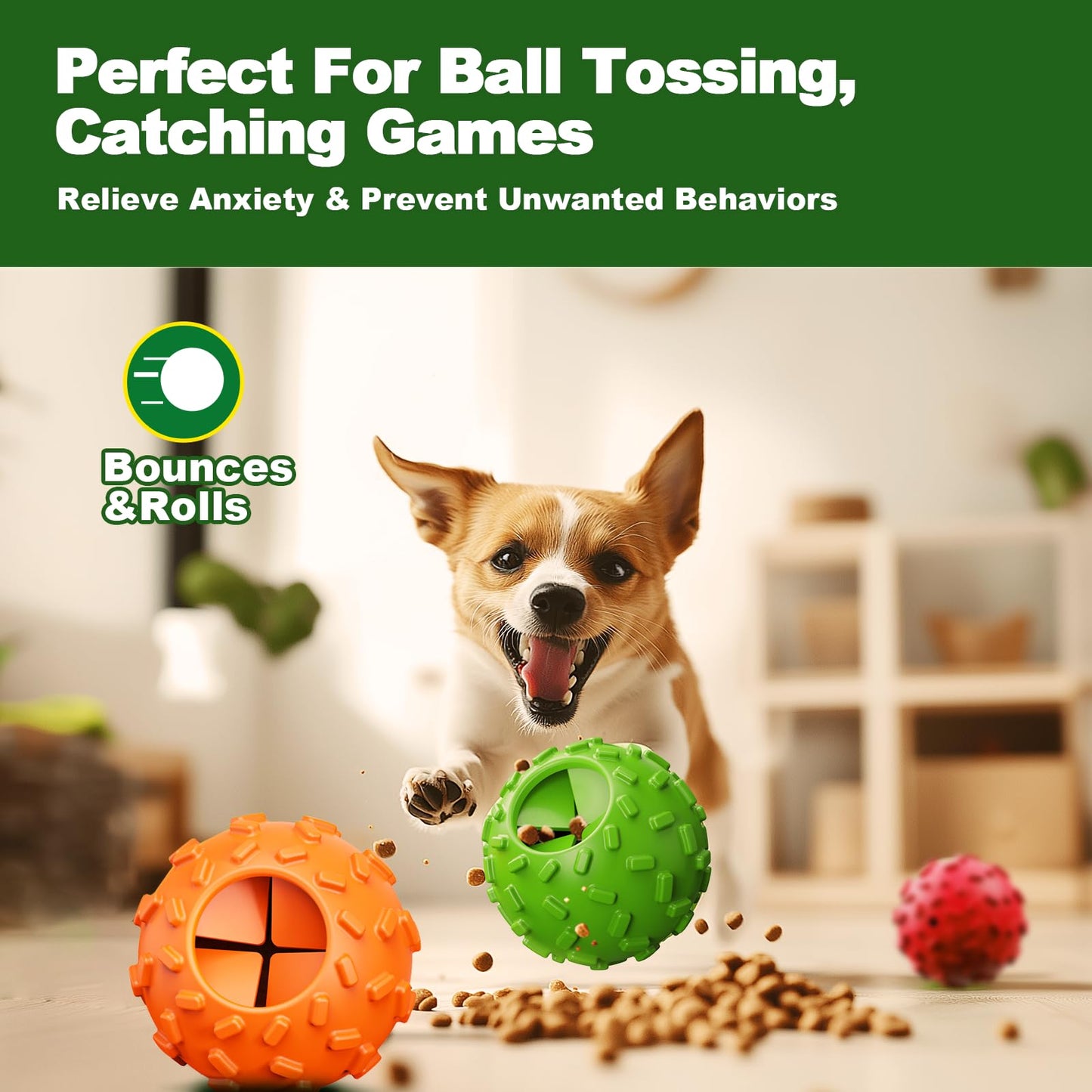 ZHIERDE Treat Dispensing Dog Toys - Interactive Cognitive Dog Treat Toy,Puzzle Ball for Puppies & Small Dogs,Promotes Slow Eating, Reduces Stress,Perfect for Fetch,Chewing & Training