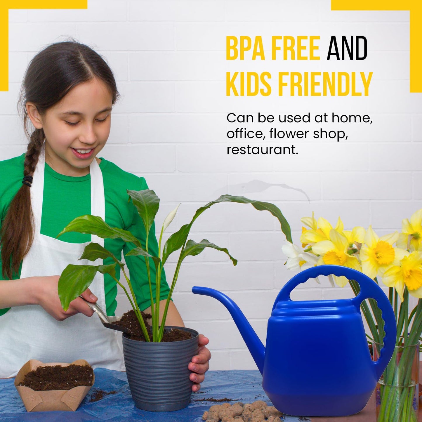 KP KOOL PRODUCTS One Gallon Blue Watering Can – Durable Plastic Indoor & Outdoor Plant Waterer – Lightweight Garden Tool with Easy Pour Spout – Ideal for Flowers, Herbs, Lawns & Houseplants – 1 Pack