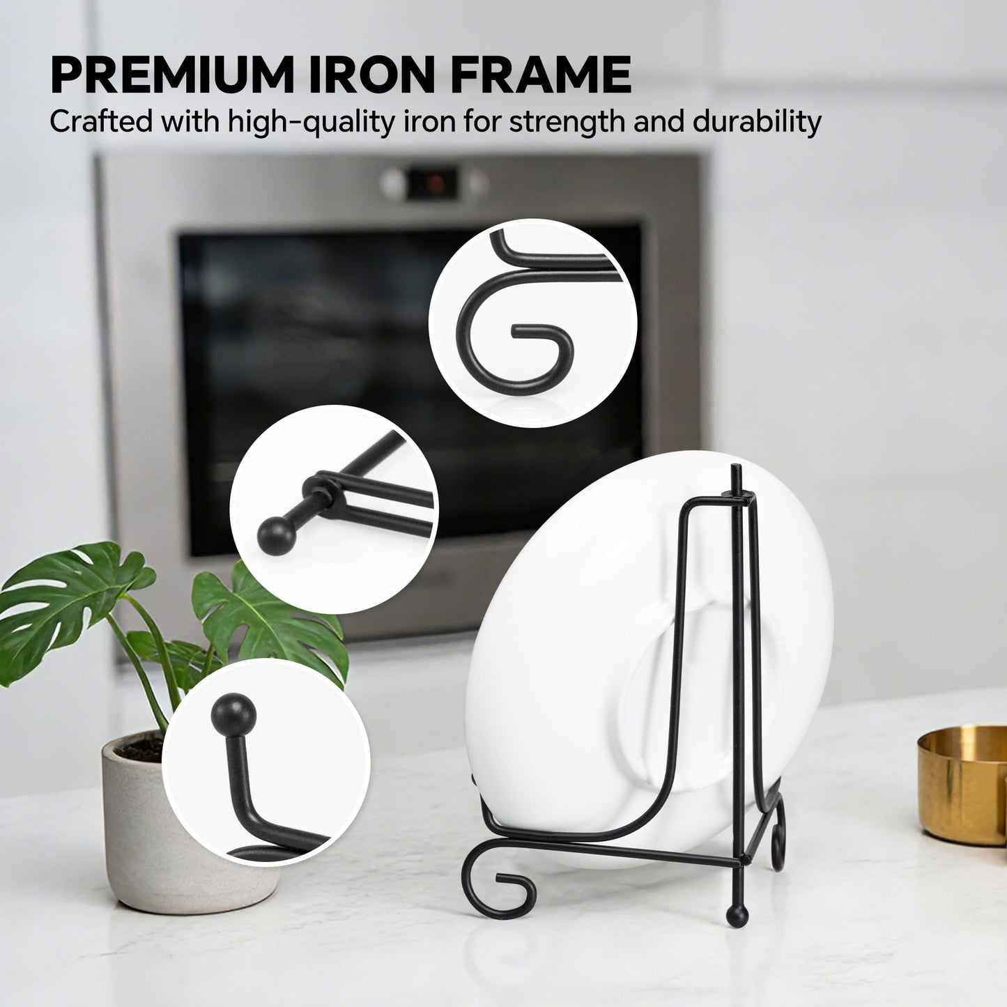 Artliving Plate Stands for Display, 10 Inch Black Iron Easel Plate Display Photo Holder Stand, Displays Picture Frames, Decorative Plates, Tablets and Art (4 pack)