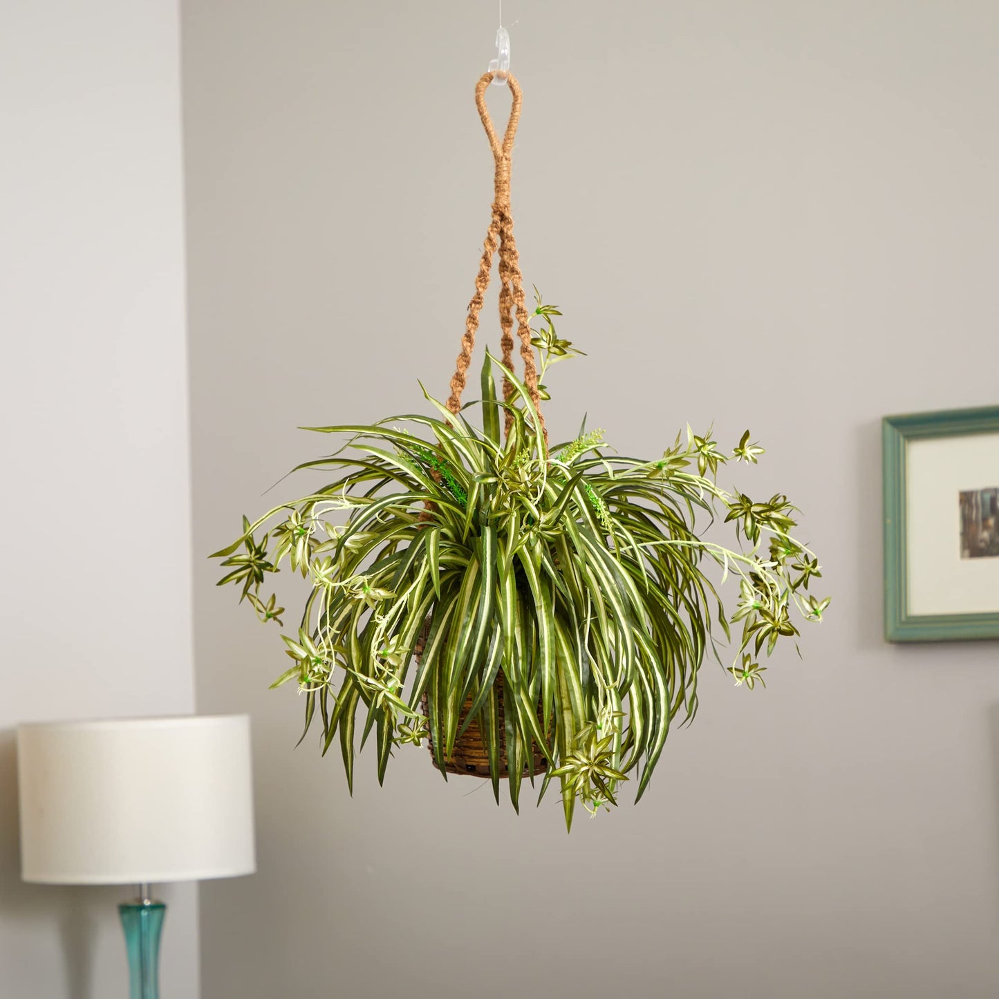 Nearly Natural Spider Plant Hanging Basket