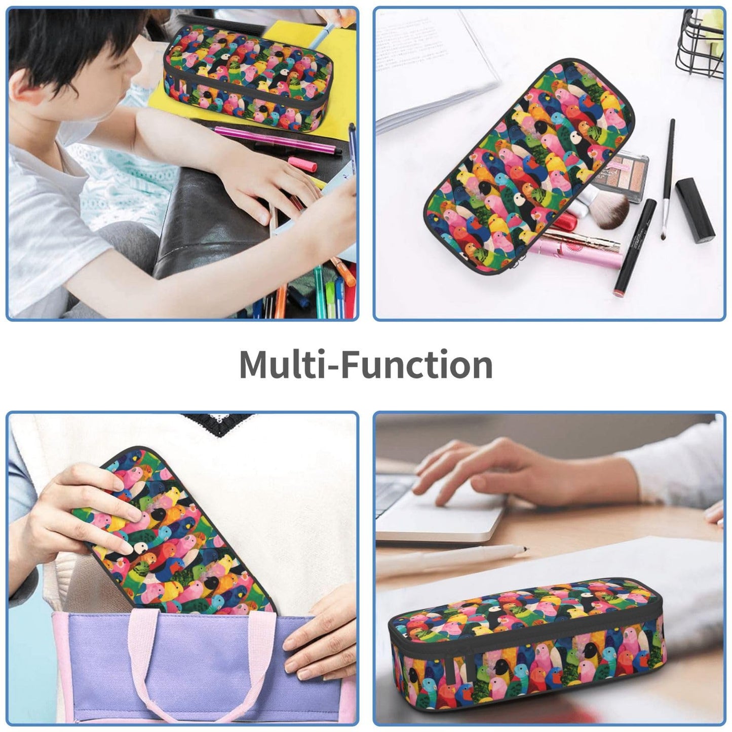 Geoocii Tropical Bird Large Capacity Pencil Case Organizer Pencil Pouch Stationery With Zipper School Supplies Pencil Bag For Girls Boys Teens Adult Office