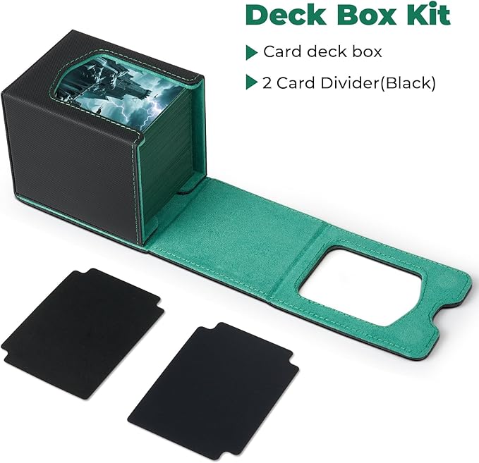 Fabmaker Deck Box Compatible with MTG Commander, (patent Pending) Magnetic Trading Card Storage Box with Comman-der, Fits 100 Double-Sleeved Cards, Card Box Compatible with Magic the Gathering, Beige