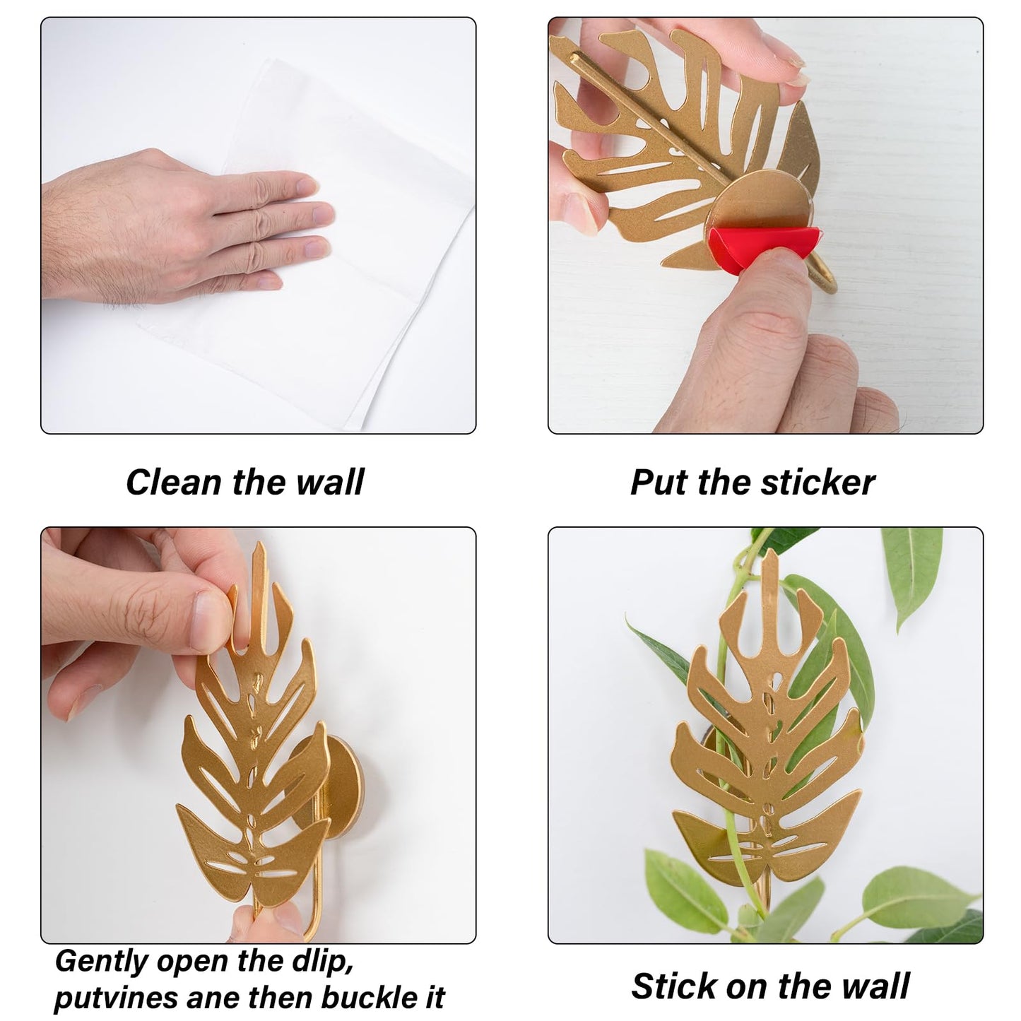 GOOOXIM 15 Pack Money Plant Clips for Wall - Indoor Pothos Plant Support Clips for Climbing Vines and Orchids, Ideal for Wall Gardening & Plant Training, Durable Leaf Shape Design