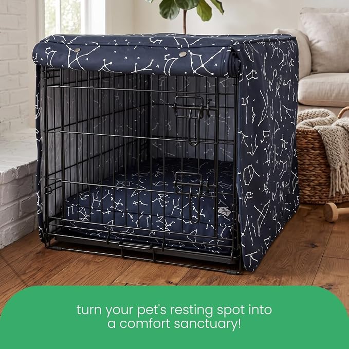 Molly Mutt Rocketman Dog Crate Cover, 100% Cotton Canvas Cover with 2 Roll-Up Panels, Ideal for Dog or Cat Crate, Durable, Washable, and Free of Harmful Chemicals, 30" x 19" x 21"
