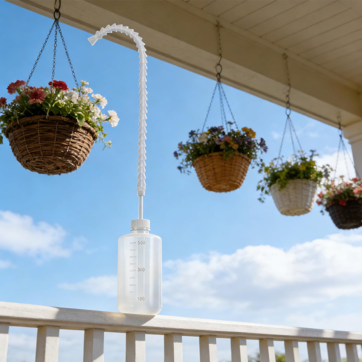 Squeeze Bottle for Hanging Plants - 16.9oz (500ml) 19.6 Inch Long Nozzle Watering Container with Adjustable Angle for Indoor & Outdoor Ceiling-Hung Plants